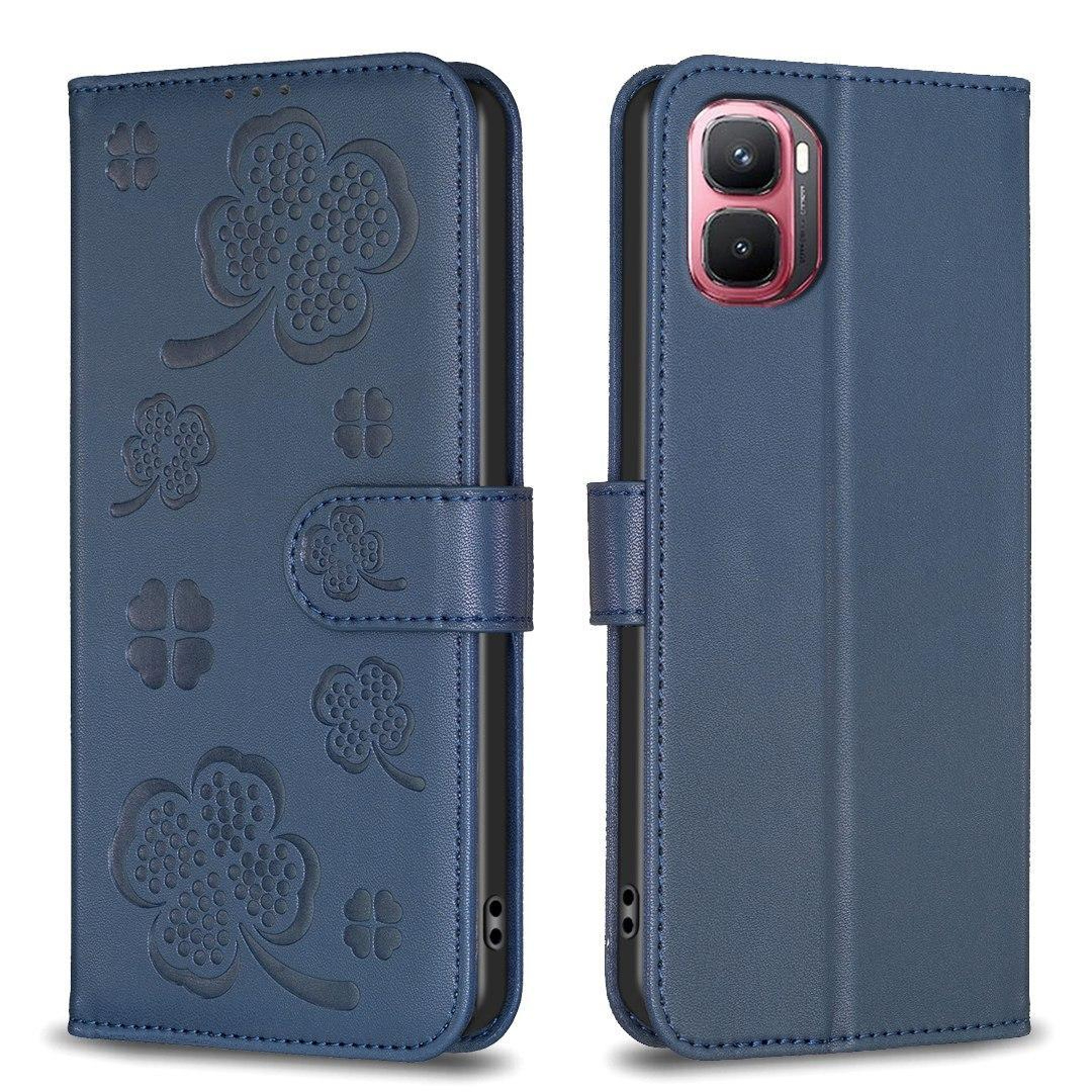 Infinix GT 50 Pro 5G Leather Wallet Phone Case with Card Holder Kickstand Four Leaf Embossed Cover – view 13
