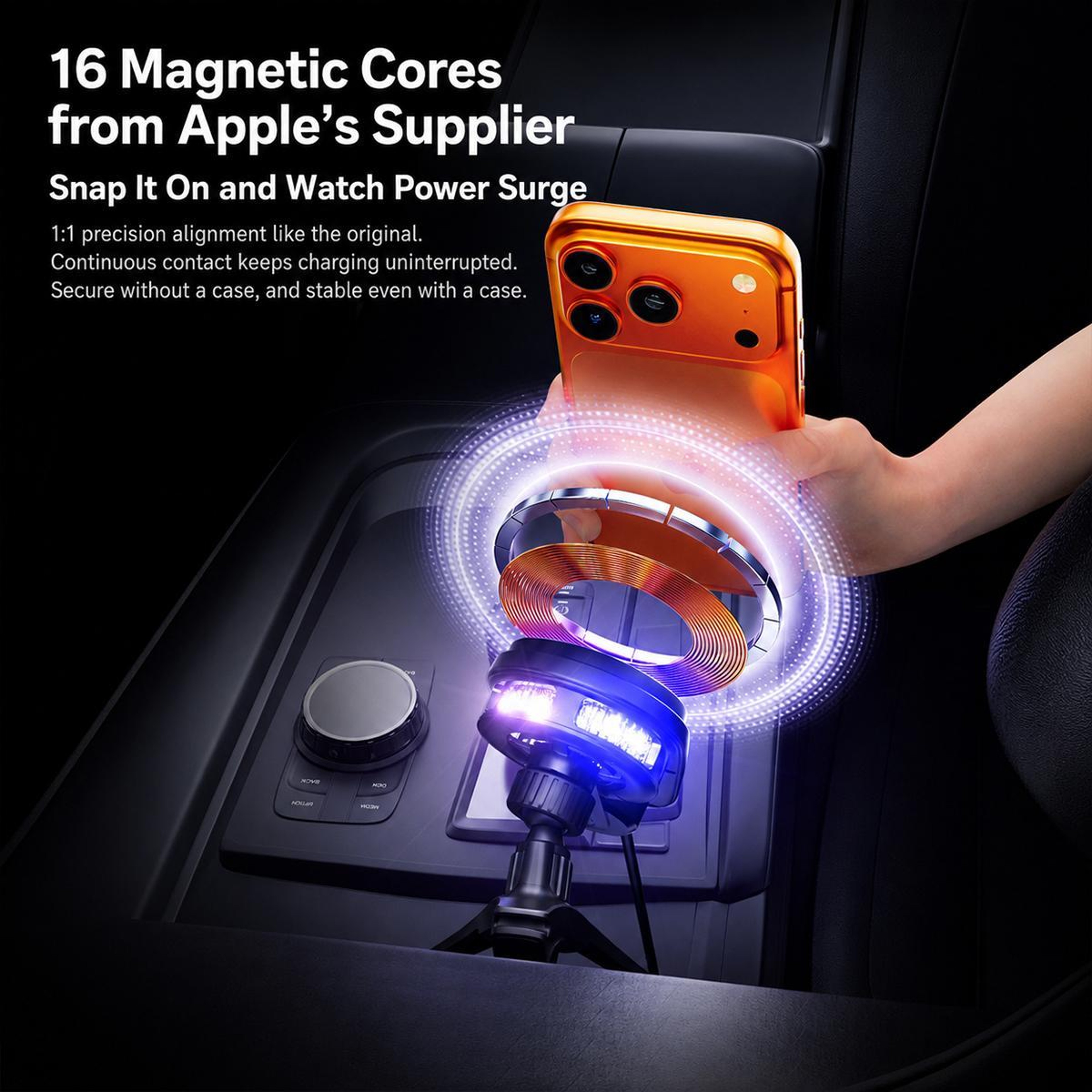 T16 Magnetic Wireless Car Charger 15W Fast Car Phone Holder with 360 Rotation Air Vent Mount – view 9