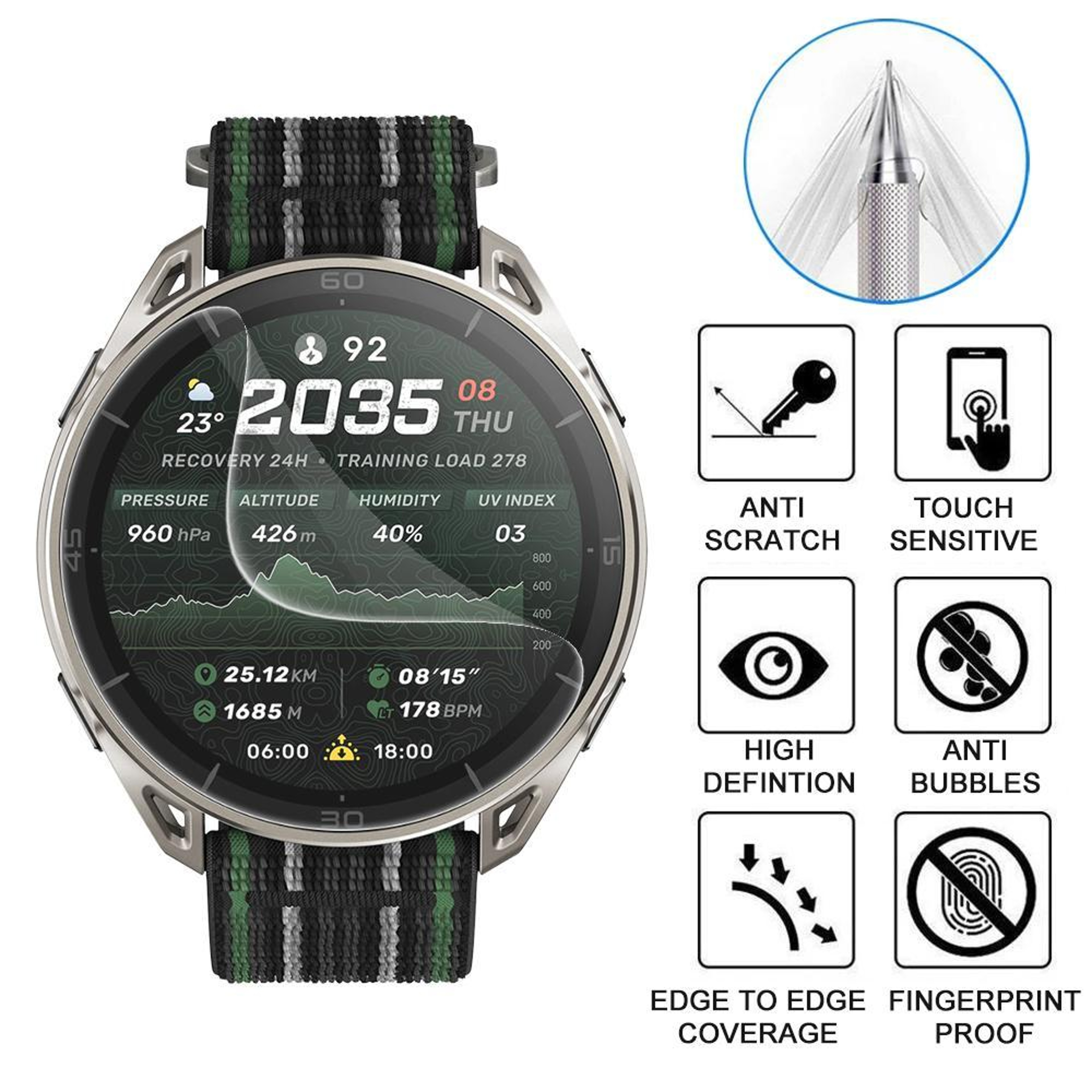 xDfind Hydrogel Screen Protector  for Amazfit Cheetah 2 Ultra HD Full Coverage Film – view 3