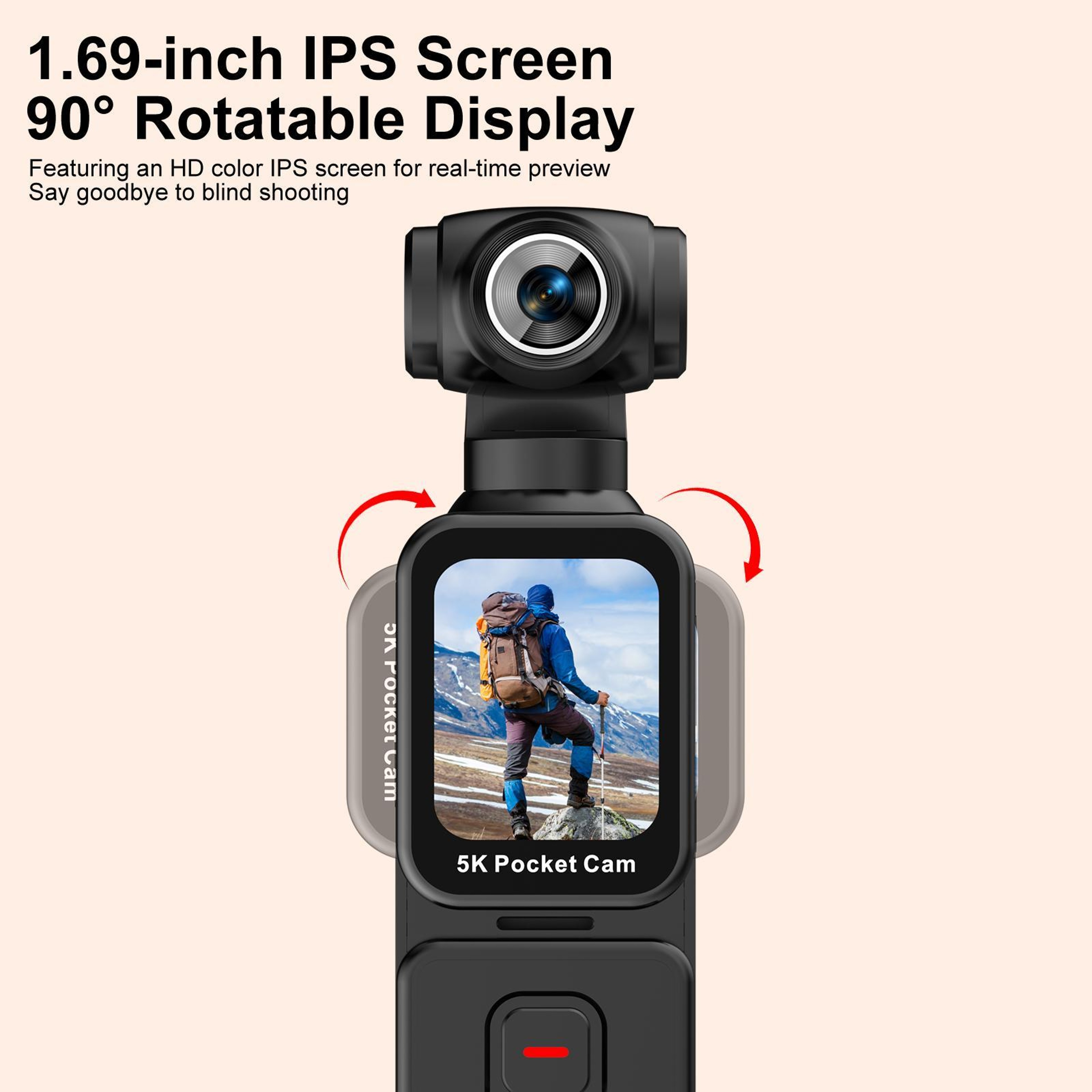K28 5K Action Camera with Gimbal Stabilization IPS Touchscreen and EIS Pocket Vlogging Camera – view 8