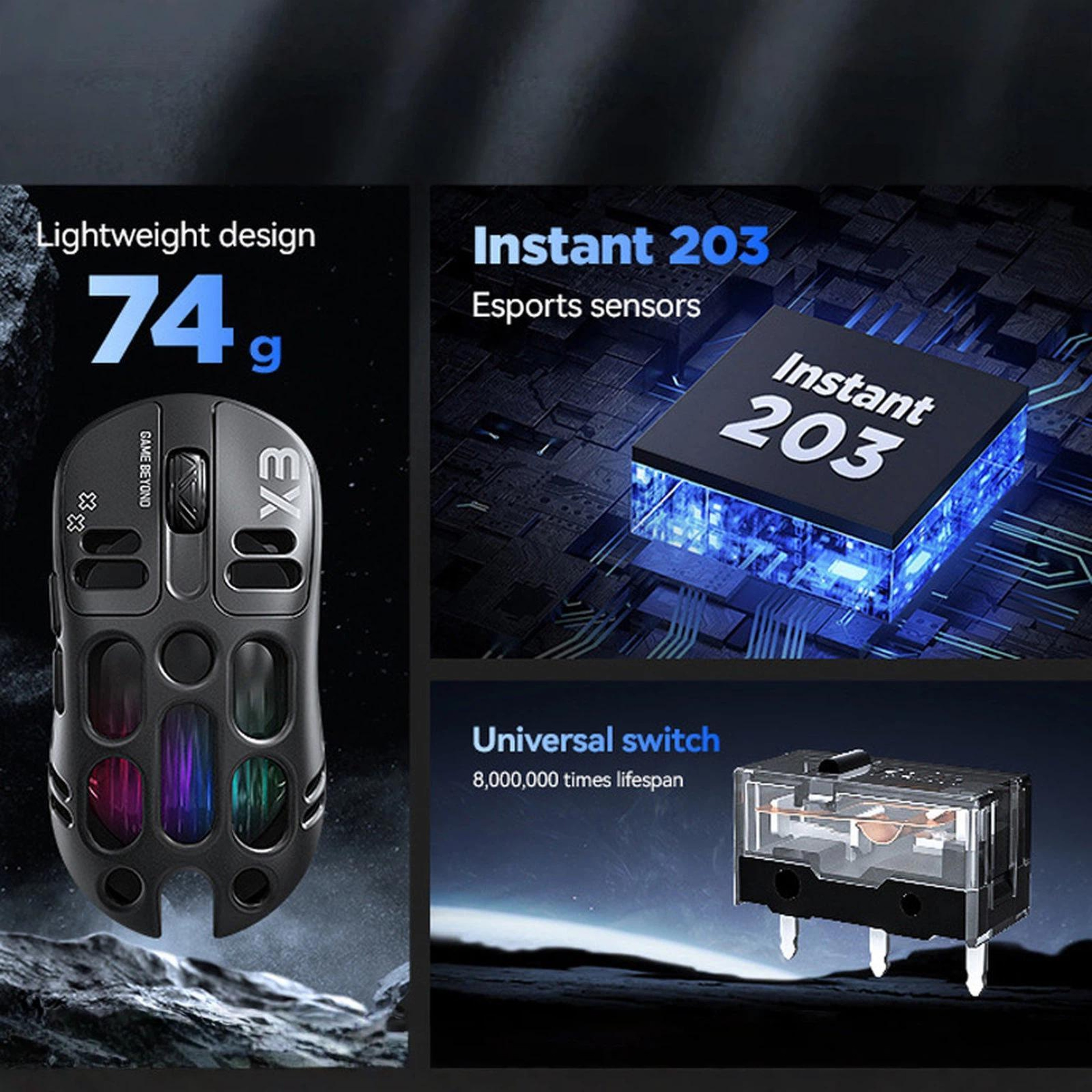 T-WOLF X3 Tri Mode Wireless Gaming Mouse with 8000 DPI Optical Sensor and Lightweight Honeycomb Design – view 4