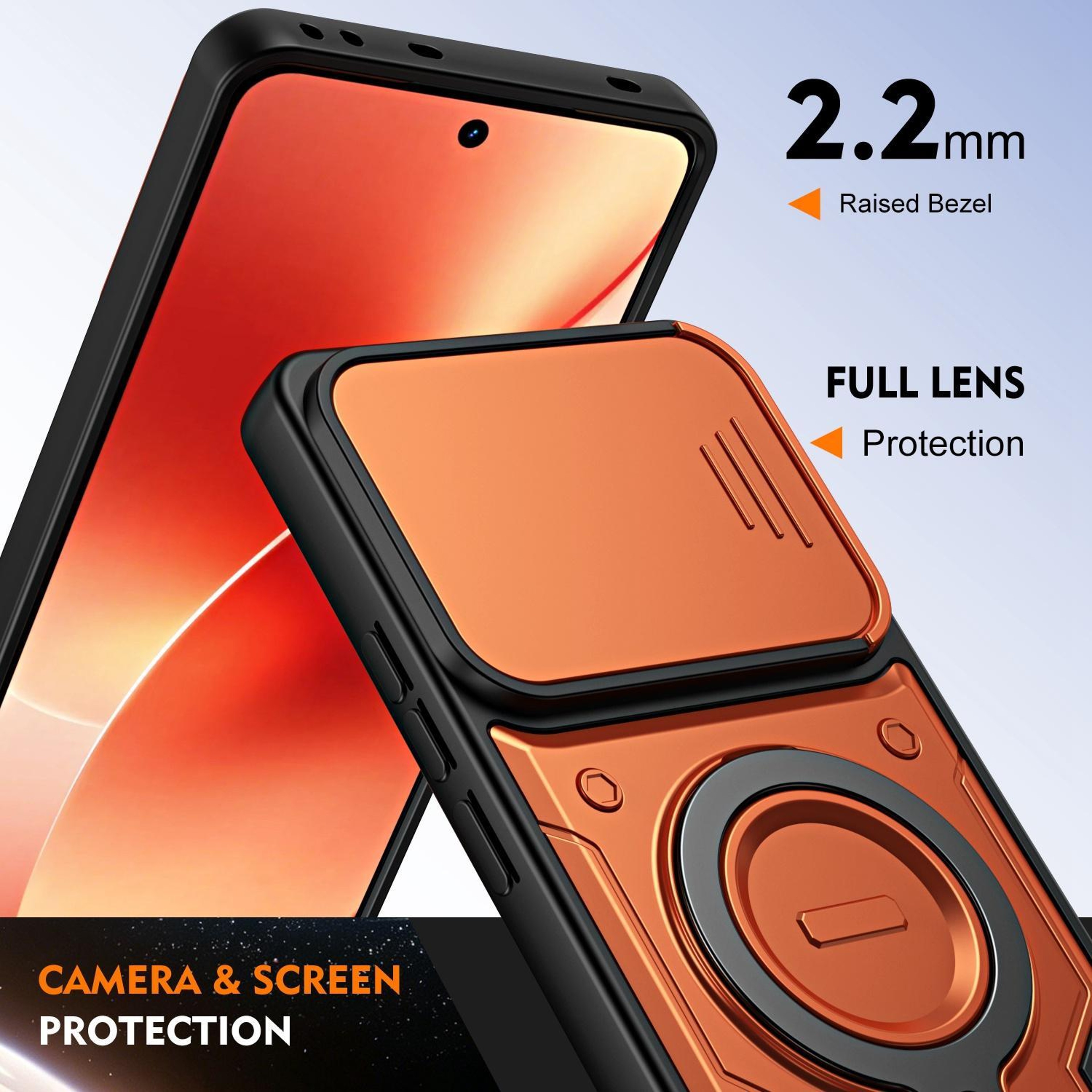 Realme 15 15 Pro 5G Ring Holder Phone Case With Camera Lens Slide Cover Shockproof Protection 6