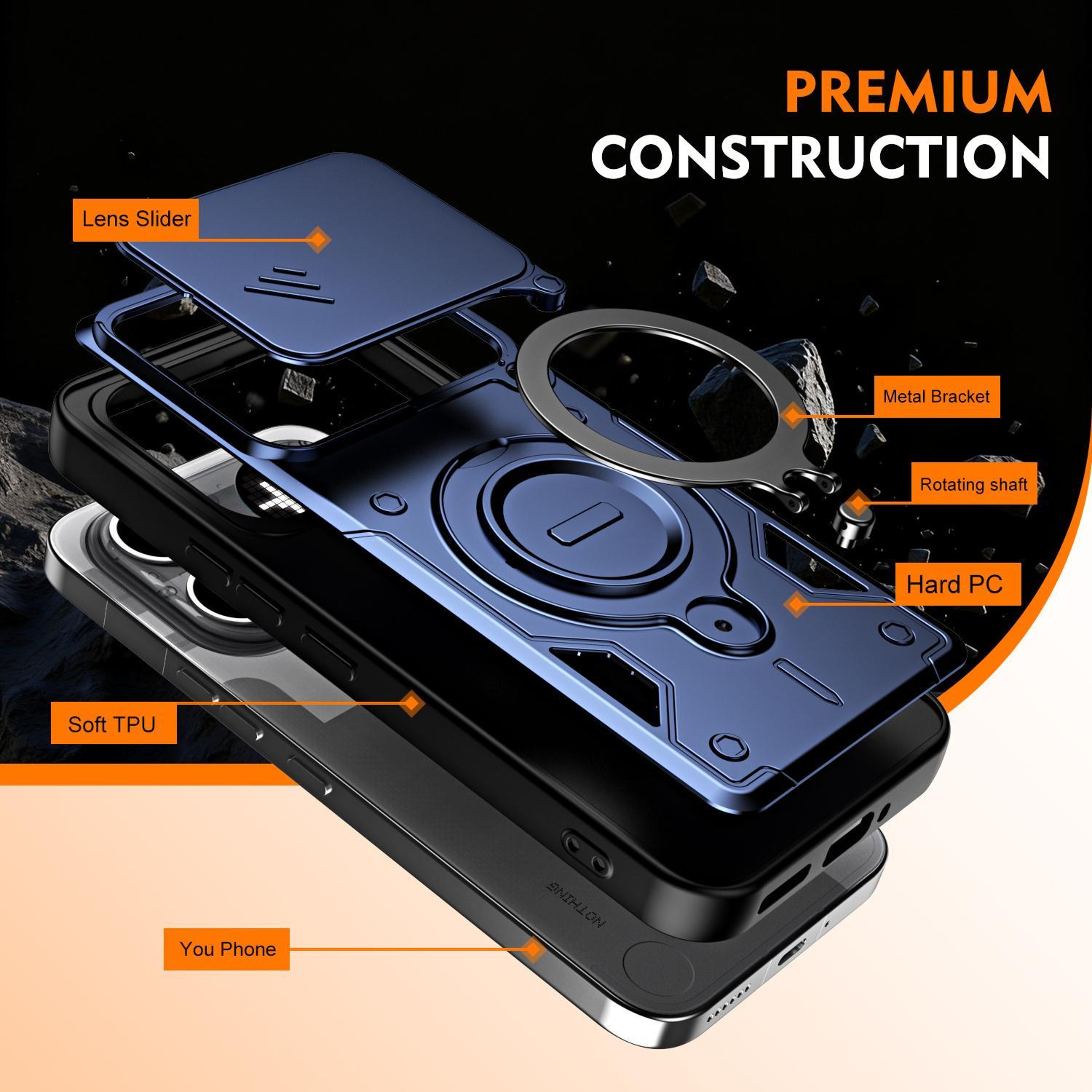 Nothing Phone 4a & 4a Pro Ring Holder Phone Case with Lens Slide Camera Cover and Kickstand – view 8