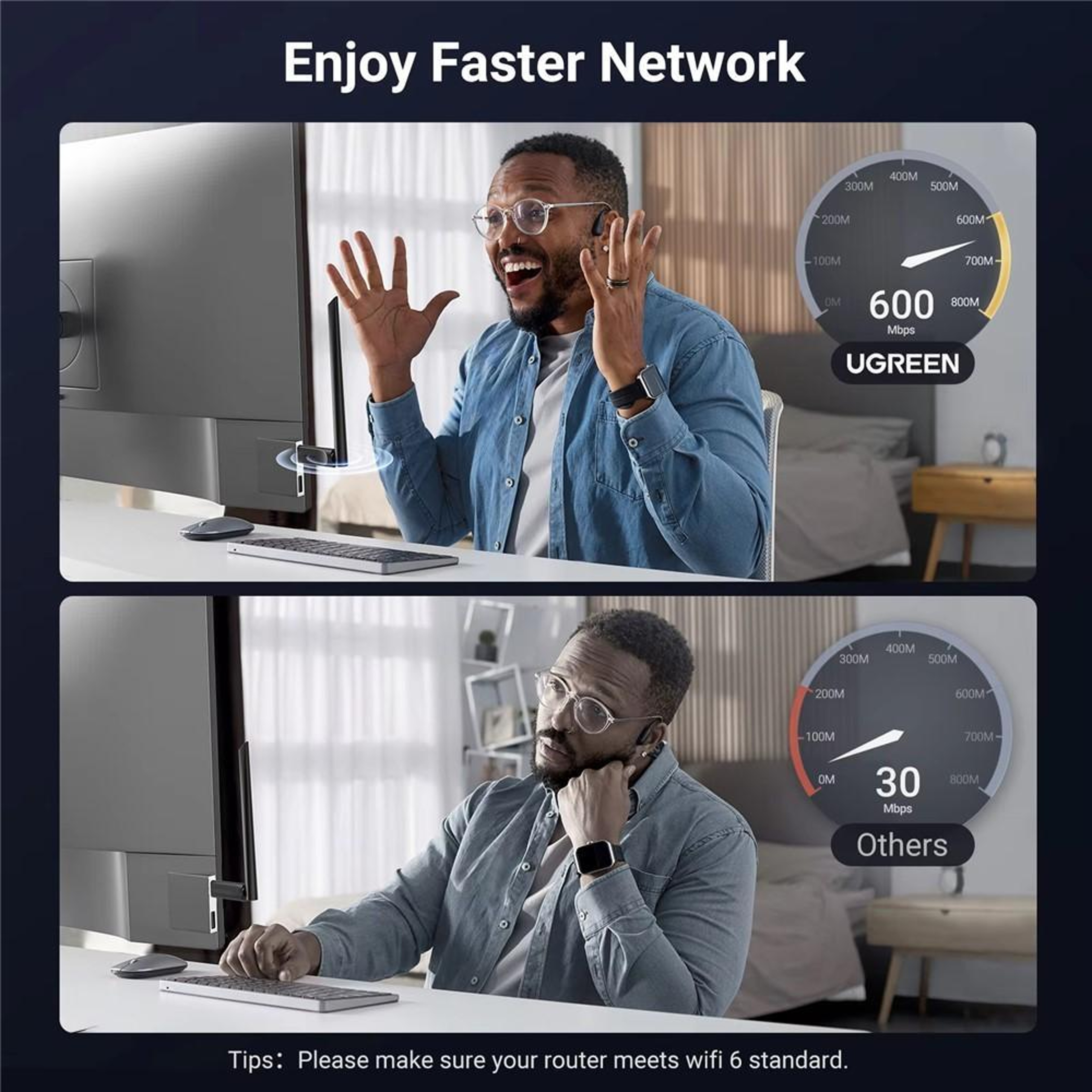 UGREEN AX900 USB WiFi 6 Adapter Dual Band Wireless Network Adapter with 6dBi High Gain Antenna – view 3