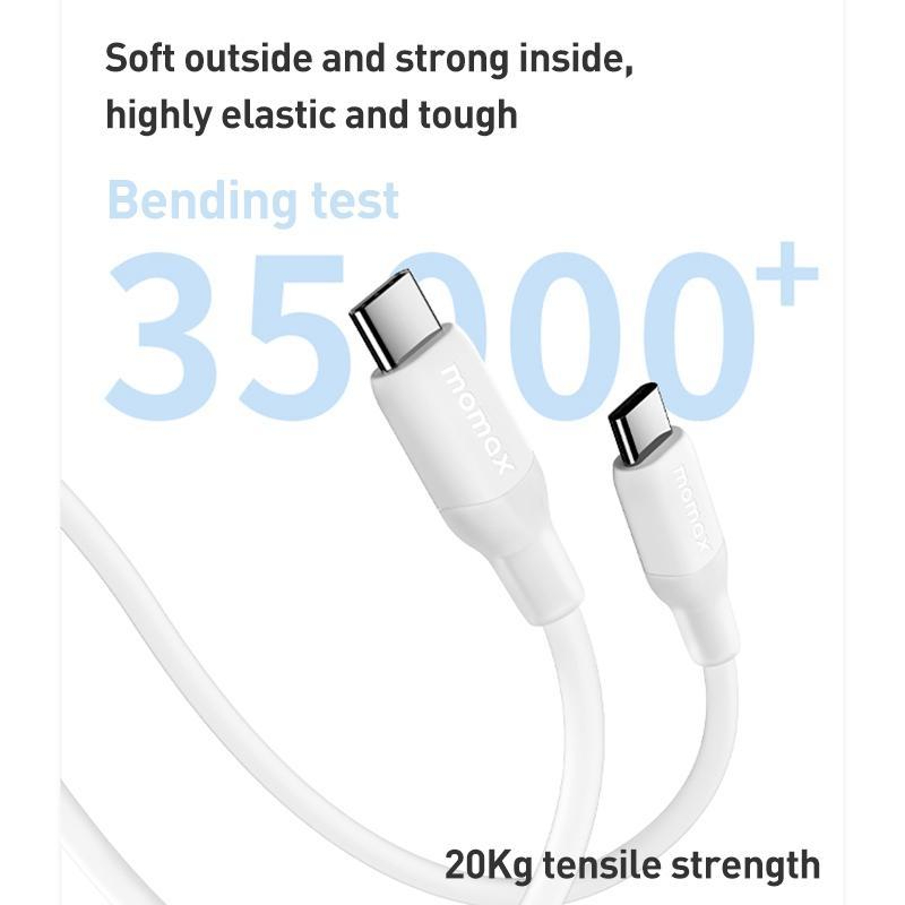 MOMAX 1Link Flow 60W USBC To USBC Cable Soft Silicone Fast Charging Cable 12m 3