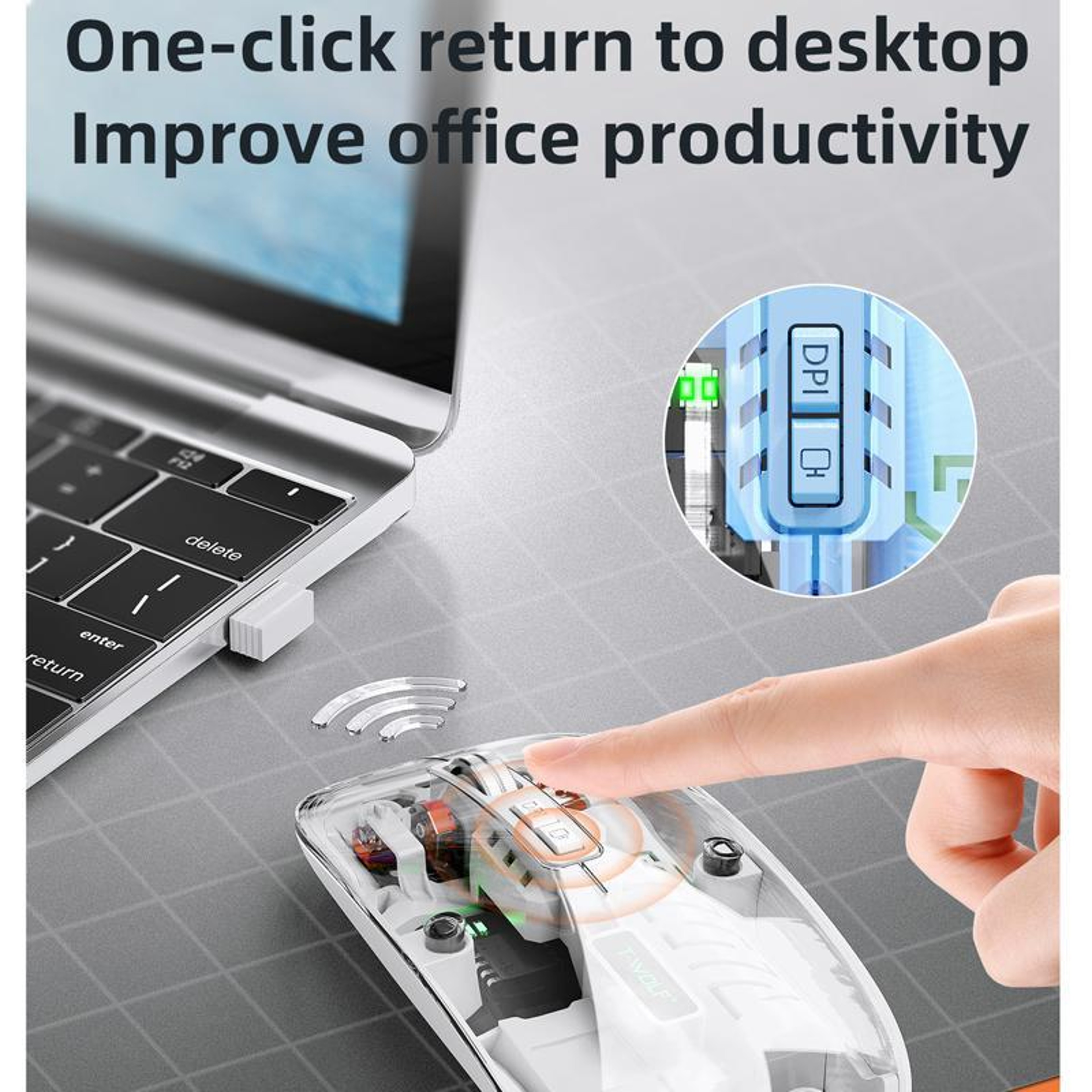 T-WOLF X11 Transparent Wireless Mouse Dual Mode Bluetooth Mouse with USB-C Rechargeable Design – view 5