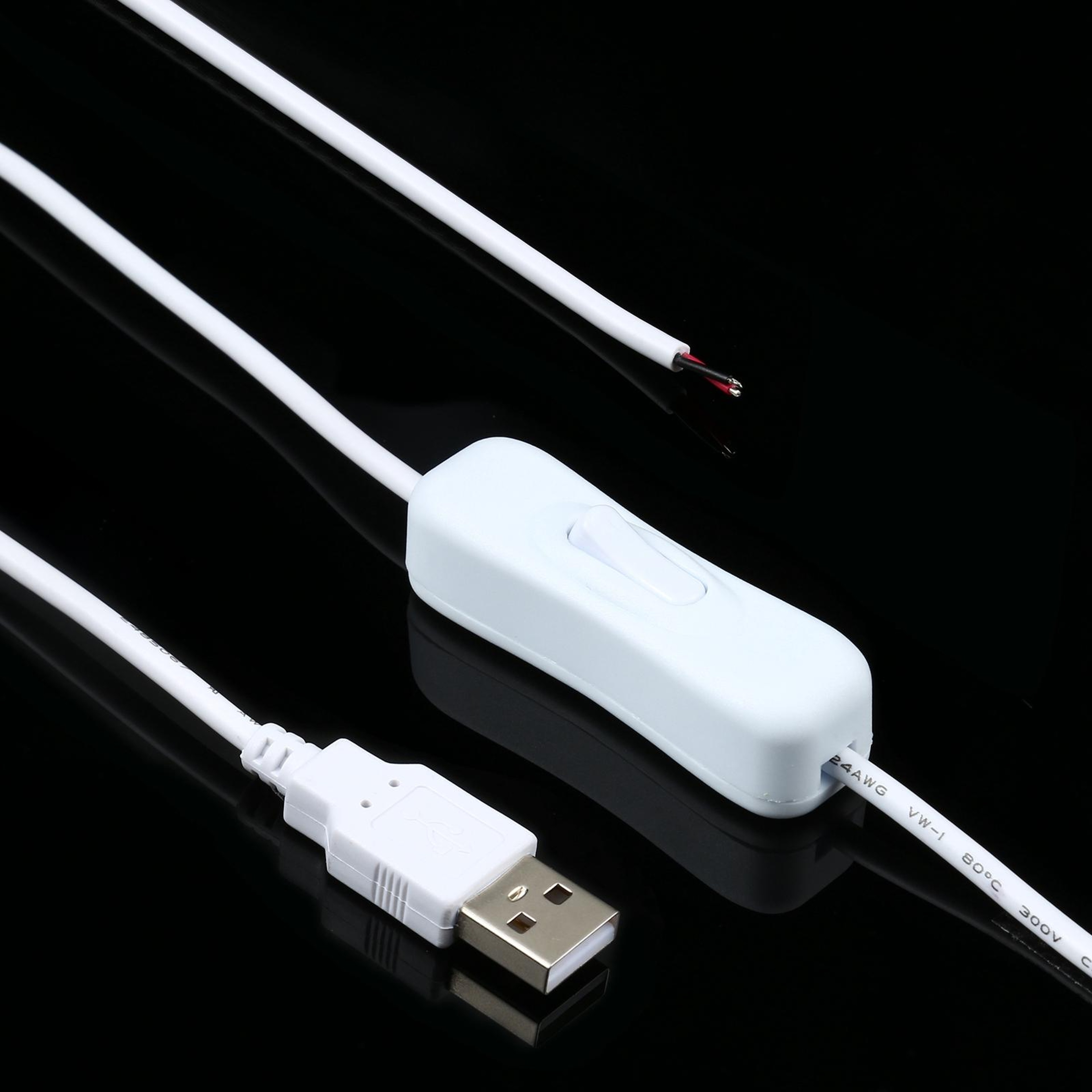USB LED Power Cable with Inline Switch for LED Light Strips 1.6m – view 2