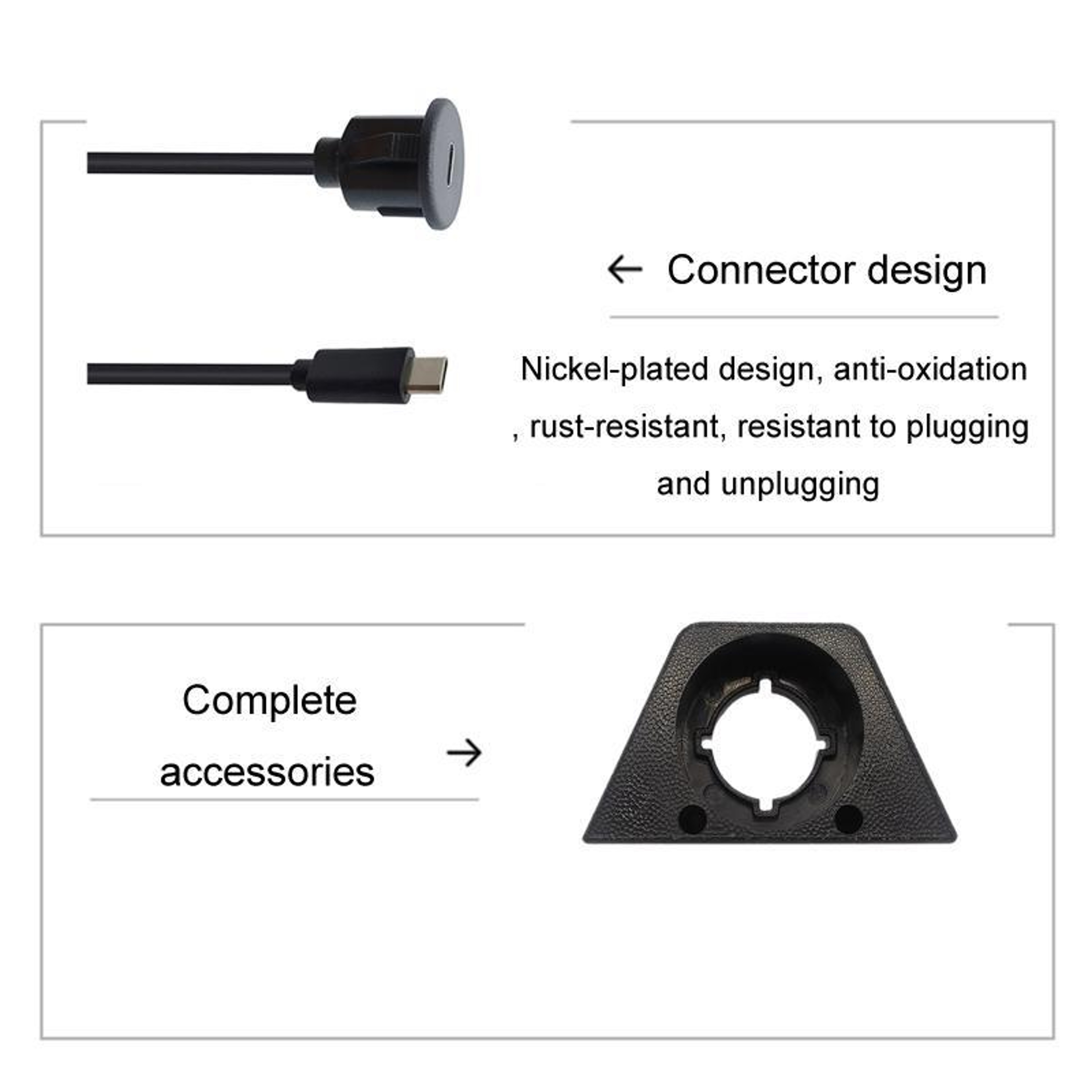 1M USB C Panel Mount Cable Waterproof Type C 3.0 Data Extension Cable for Car, Boat & Motorcycle – view 4