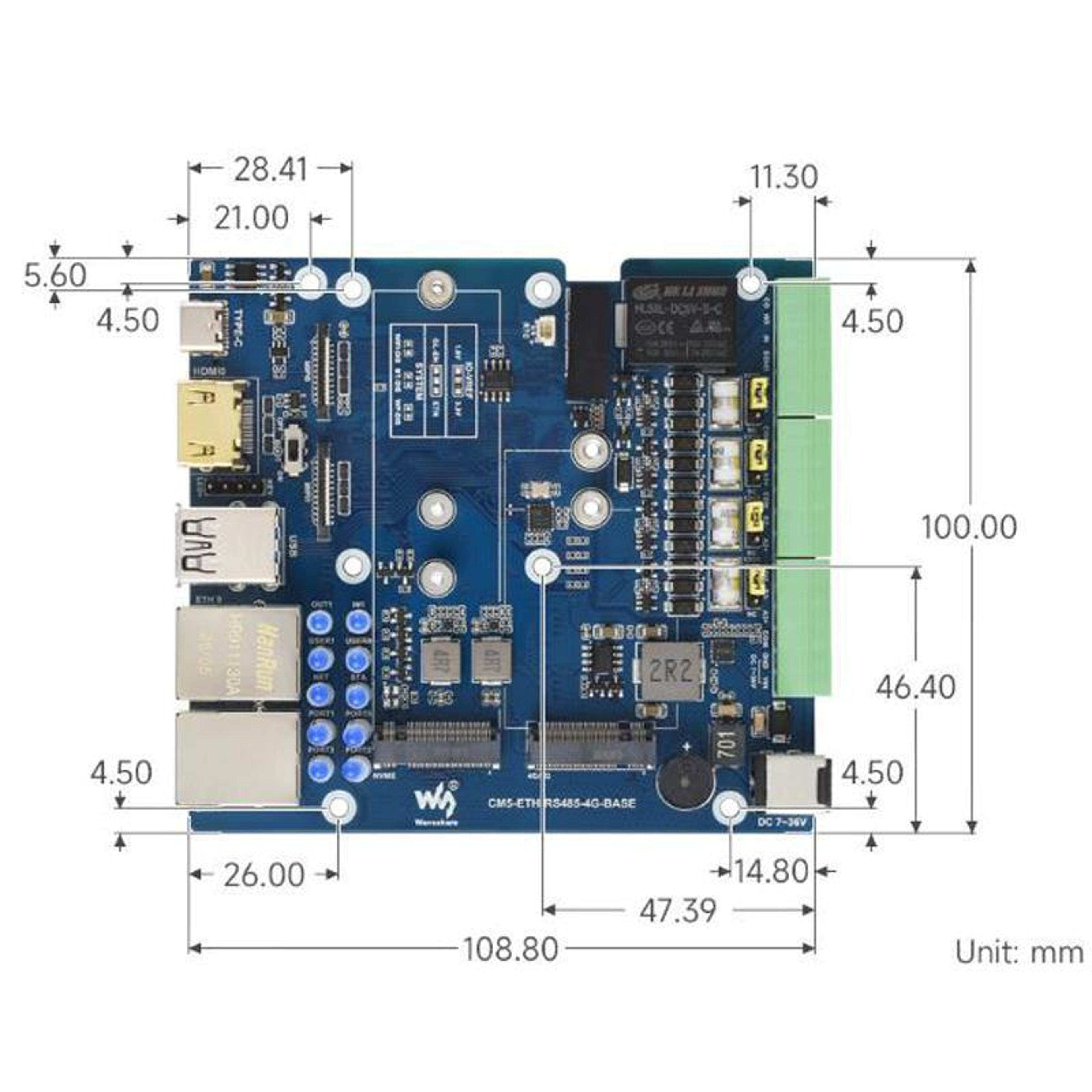 Waveshare CM5 Expansion Board with Dual Ethernet Board 4G 5G RS485 Support for Raspberry Pi Compute Module 5 – view 10