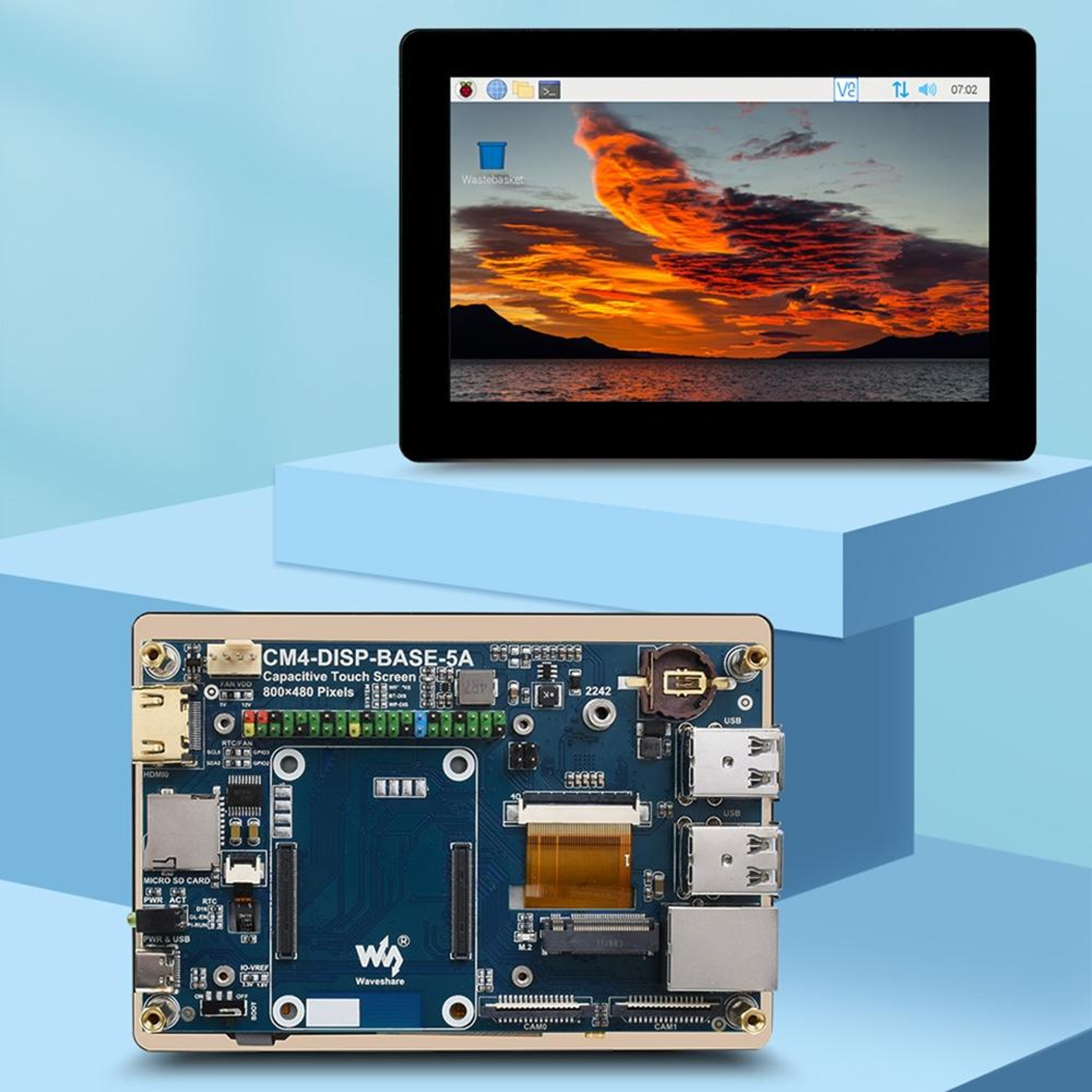 WAVESHARE Raspberry Pi CM4 Touchscreen 5 Inch CM4 Expansion Board with 4K HDMI and Gigabit Ethernet – view 2