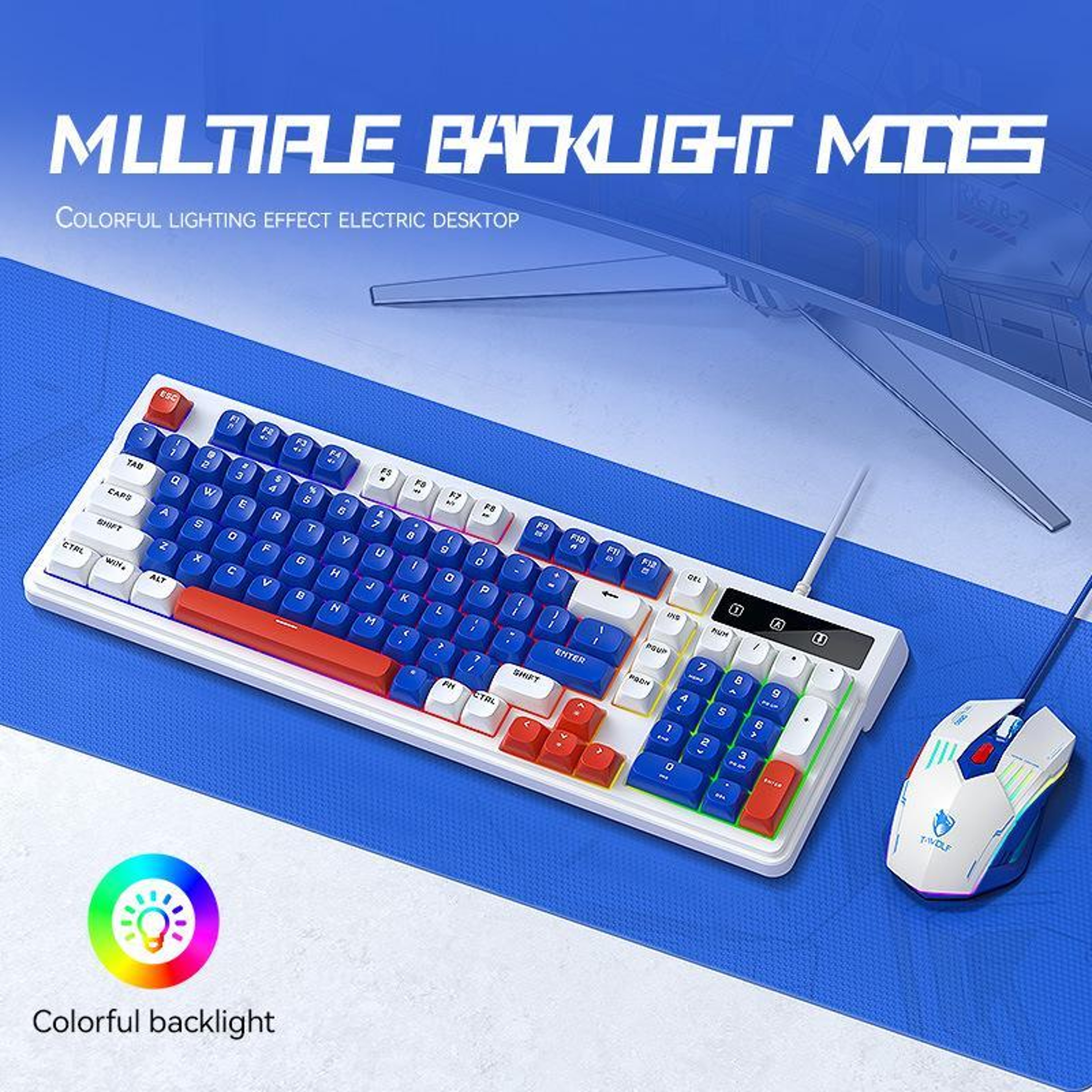 T-WOLF TF610 Gaming Keyboard and Mouse Combo 98-Key RGB Gaming Keyboard USB-C Wired Set – view 4