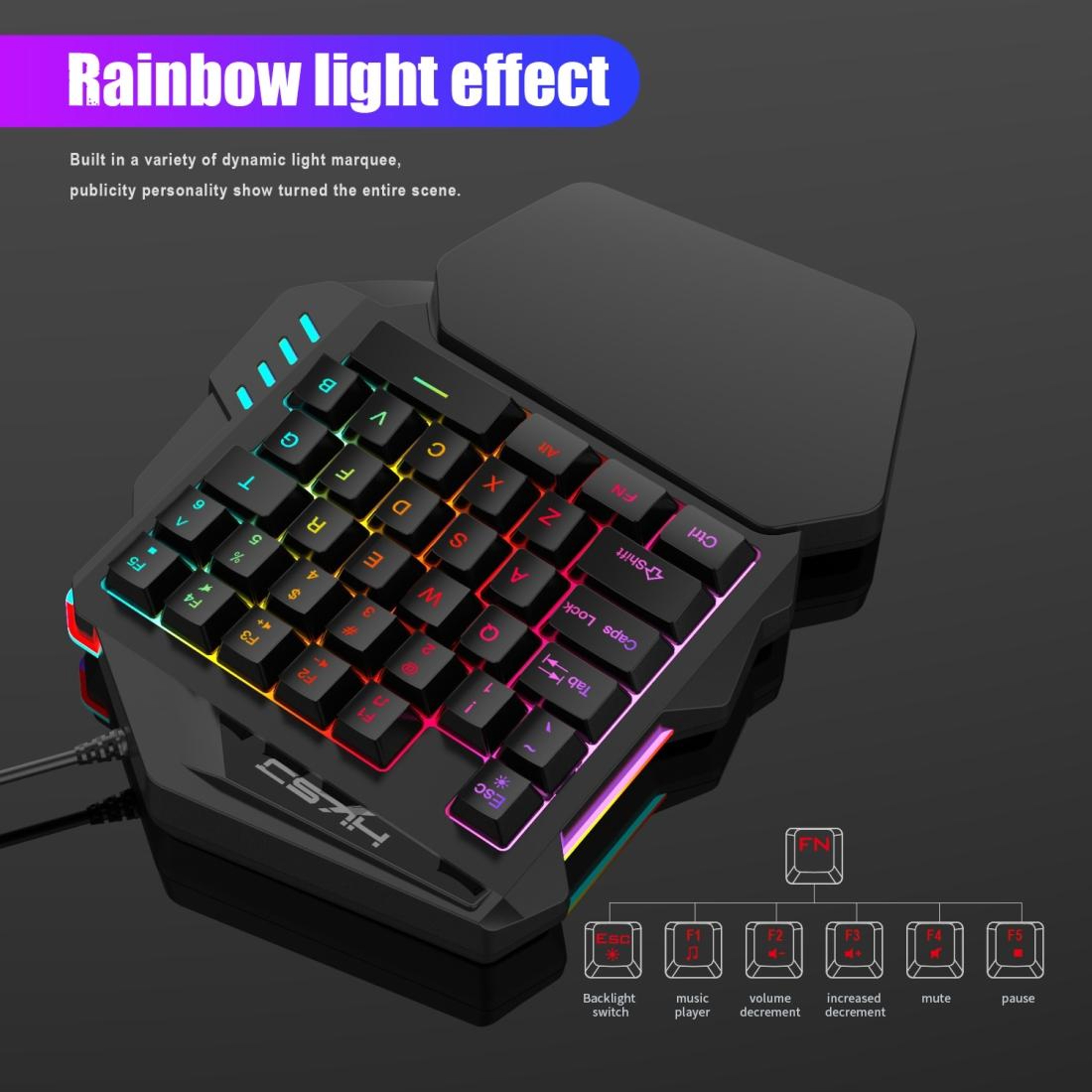 HXSJ V100 OneHanded Gaming Keyboard Mechanical Blue Switch RGB Gaming Keypad 6