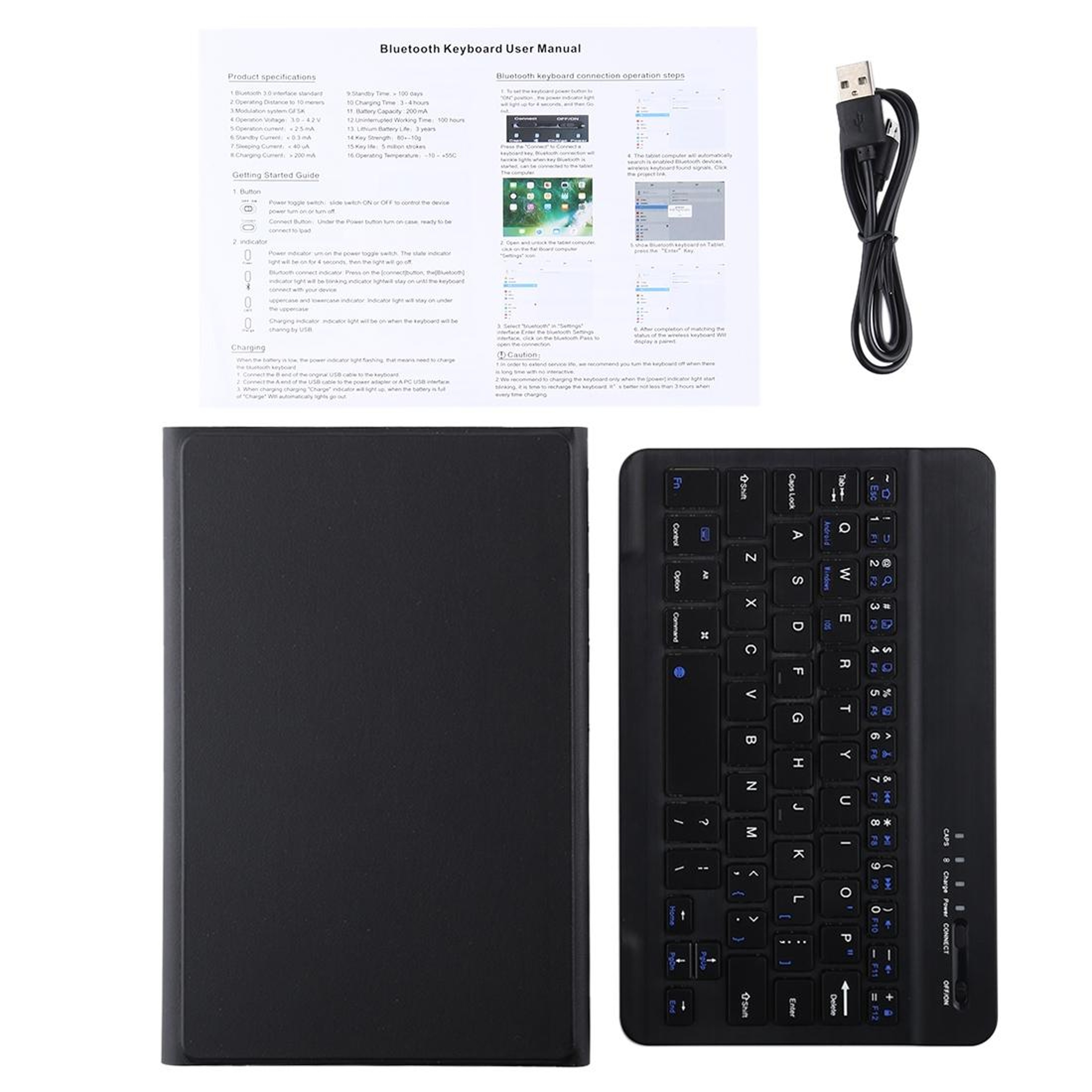 Galaxy Tab A 8.0 2019 Bluetooth Keyboard Case with Detachable Magnetic Keyboard and Leather Stand Cover – view 8