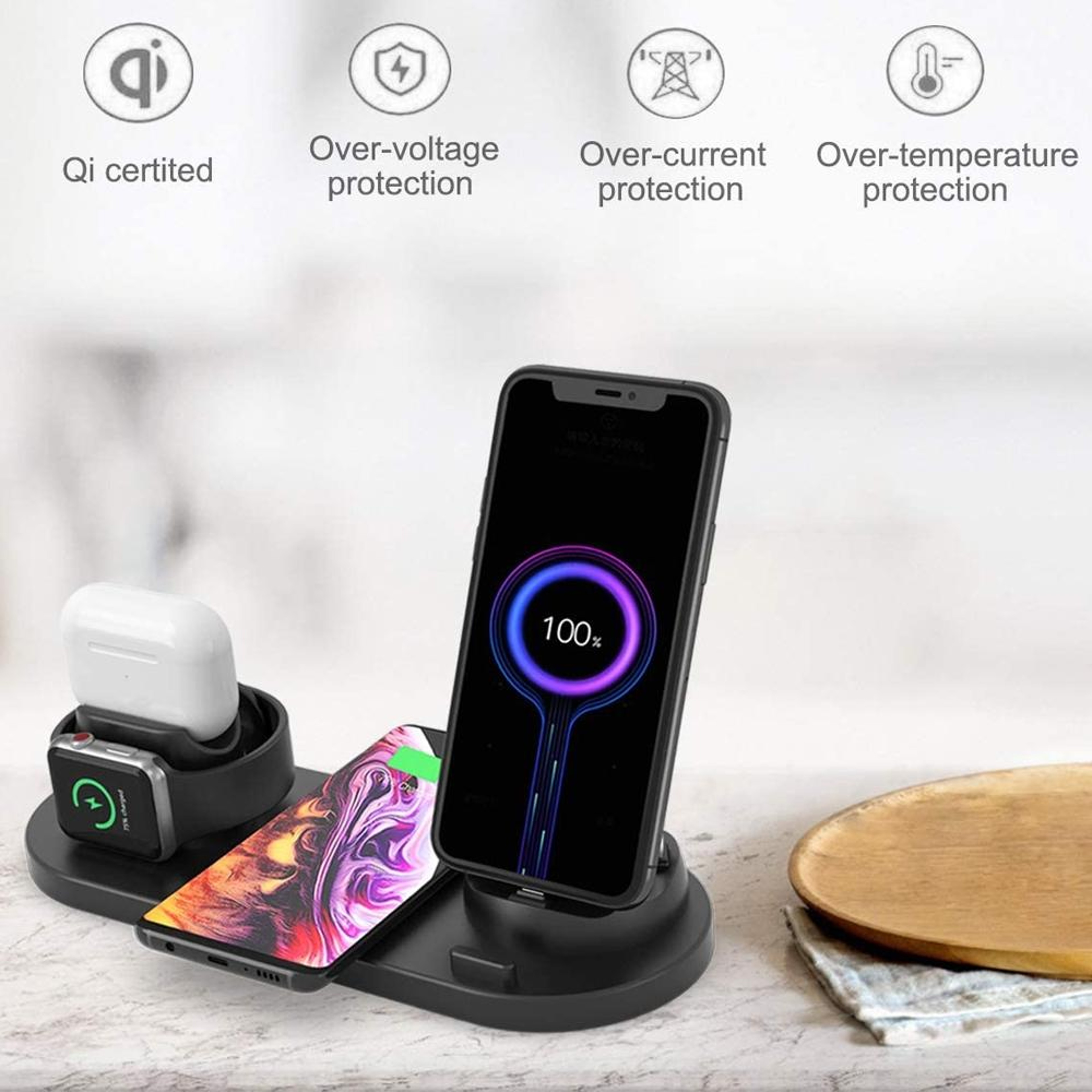 6-in-1 Wireless Charging Station for iPhone Apple Watch AirPods & Android Fast Charger – view 7