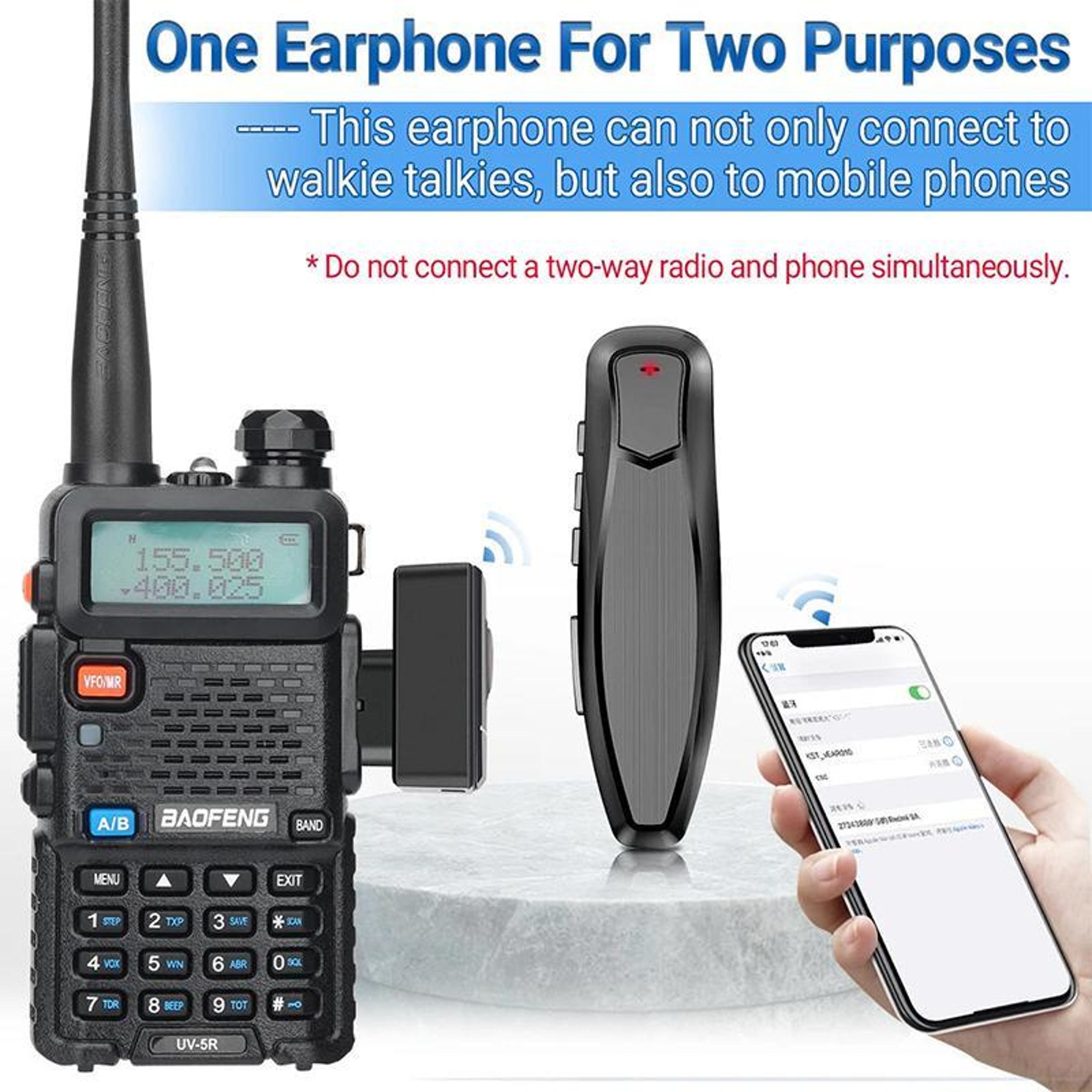 Walkie Talkie Bluetooth Headset Wireless Radio Earpiece for Baofeng UV-5R BF-888S Quansheng UV-K5 K6 – view 5