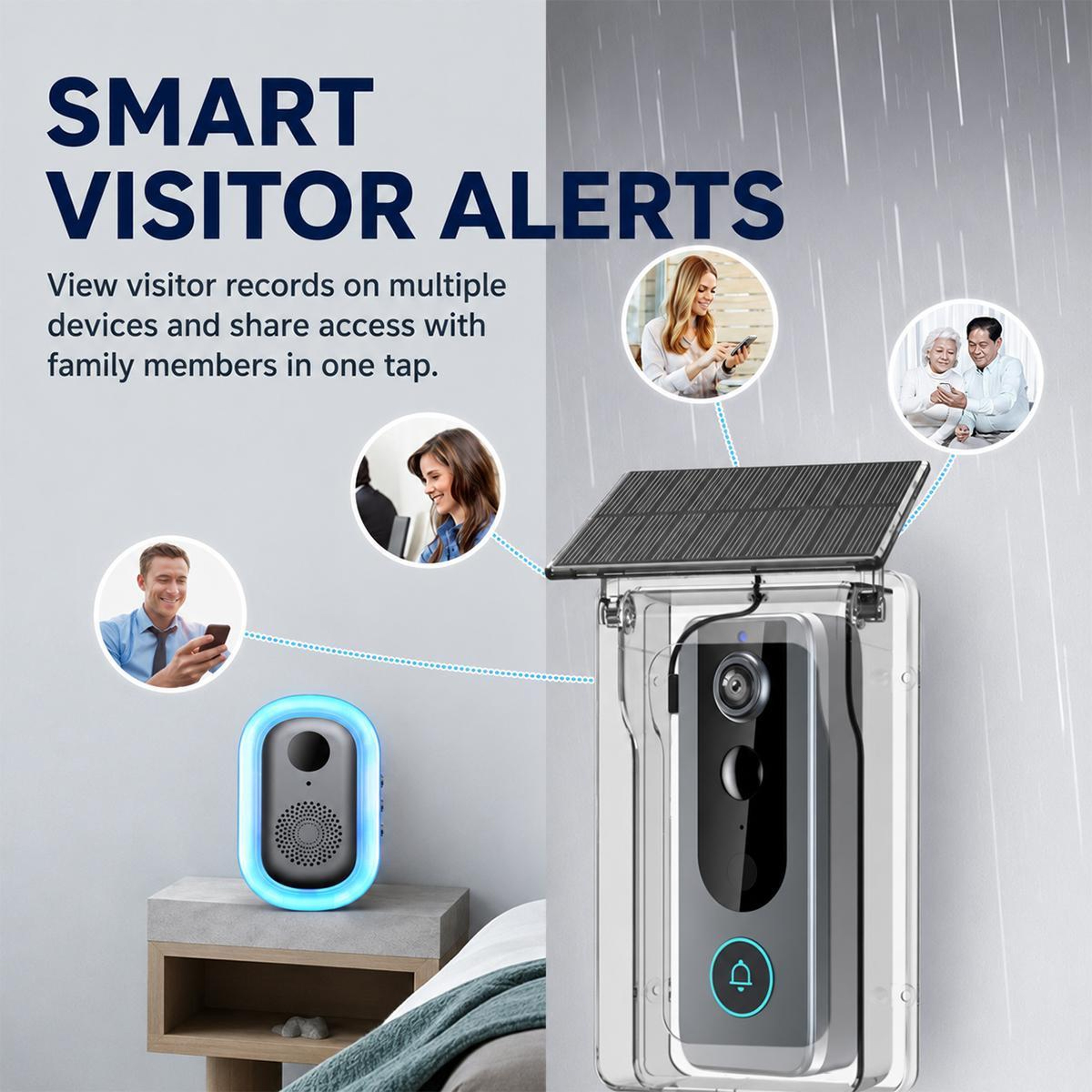 Solar Powered Wireless Video Doorbell with HD Night Vision Two Way Audio and WiFi Security Camera – view 3