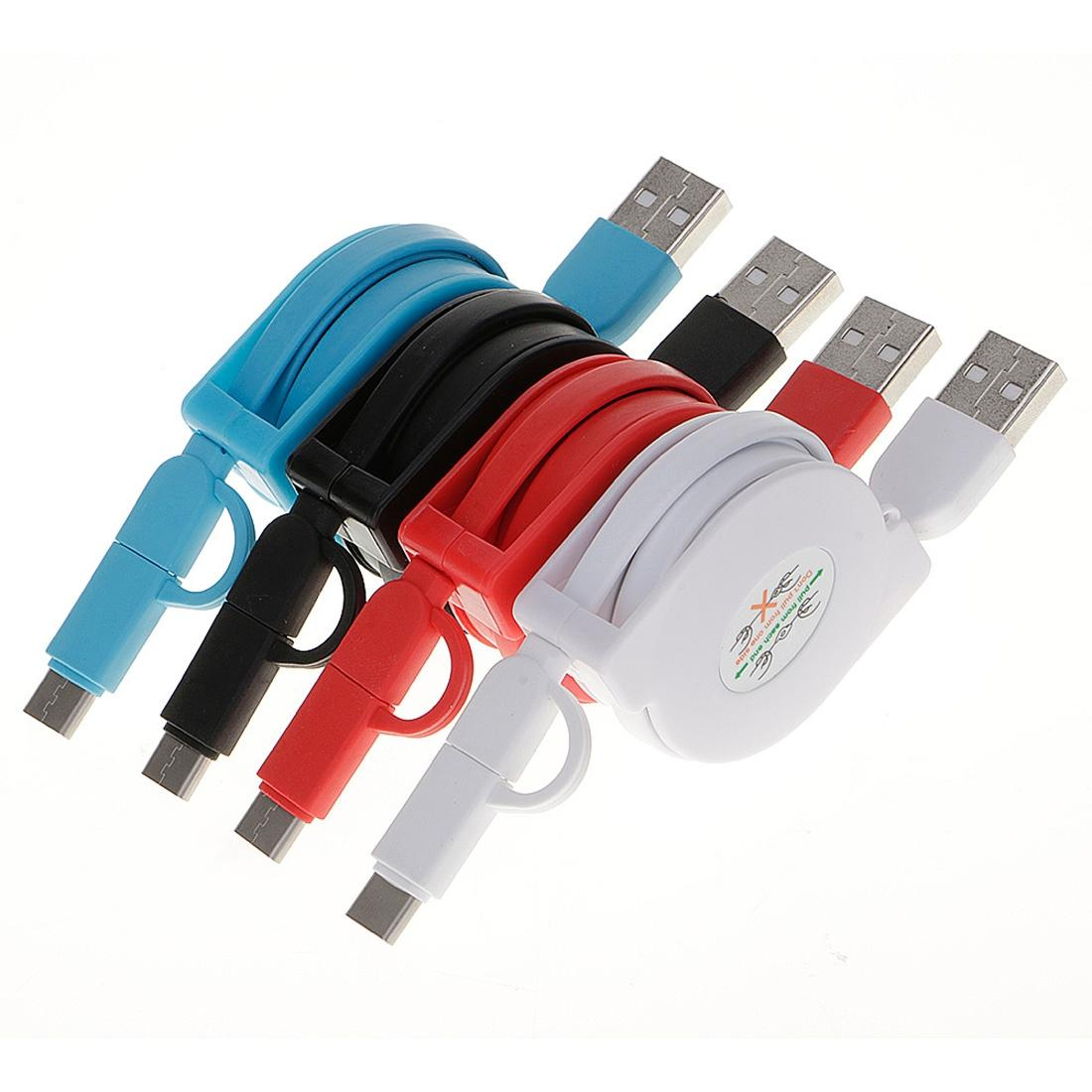 2in1 Retractable USB Charging Cable 1M 2A Micro USB To USBC Fast Data Sync Cable 5