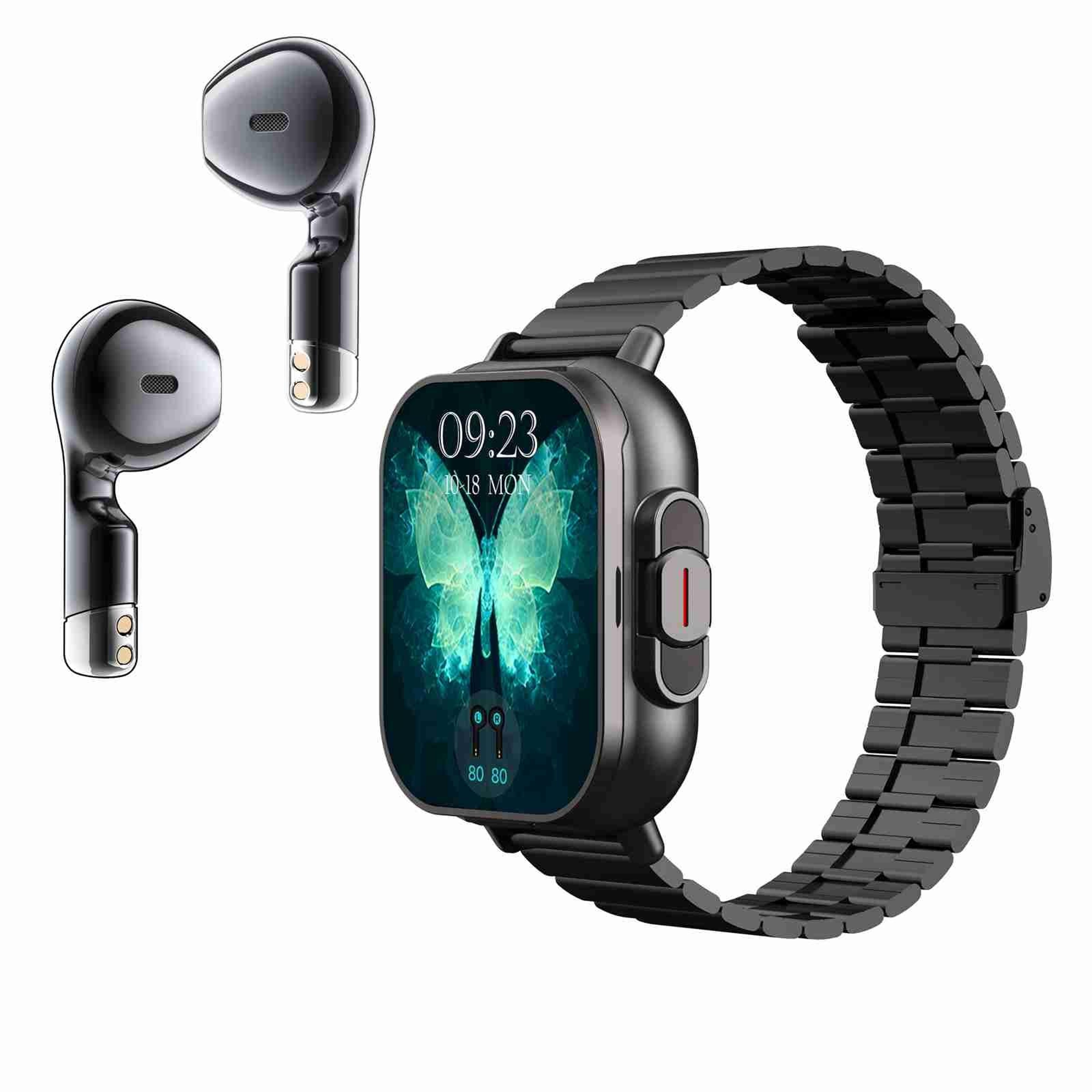 D8 Bluetooth Smart Watch with Earbuds NFC Health Monitoring Fitness Tracker Steel Band – view 1