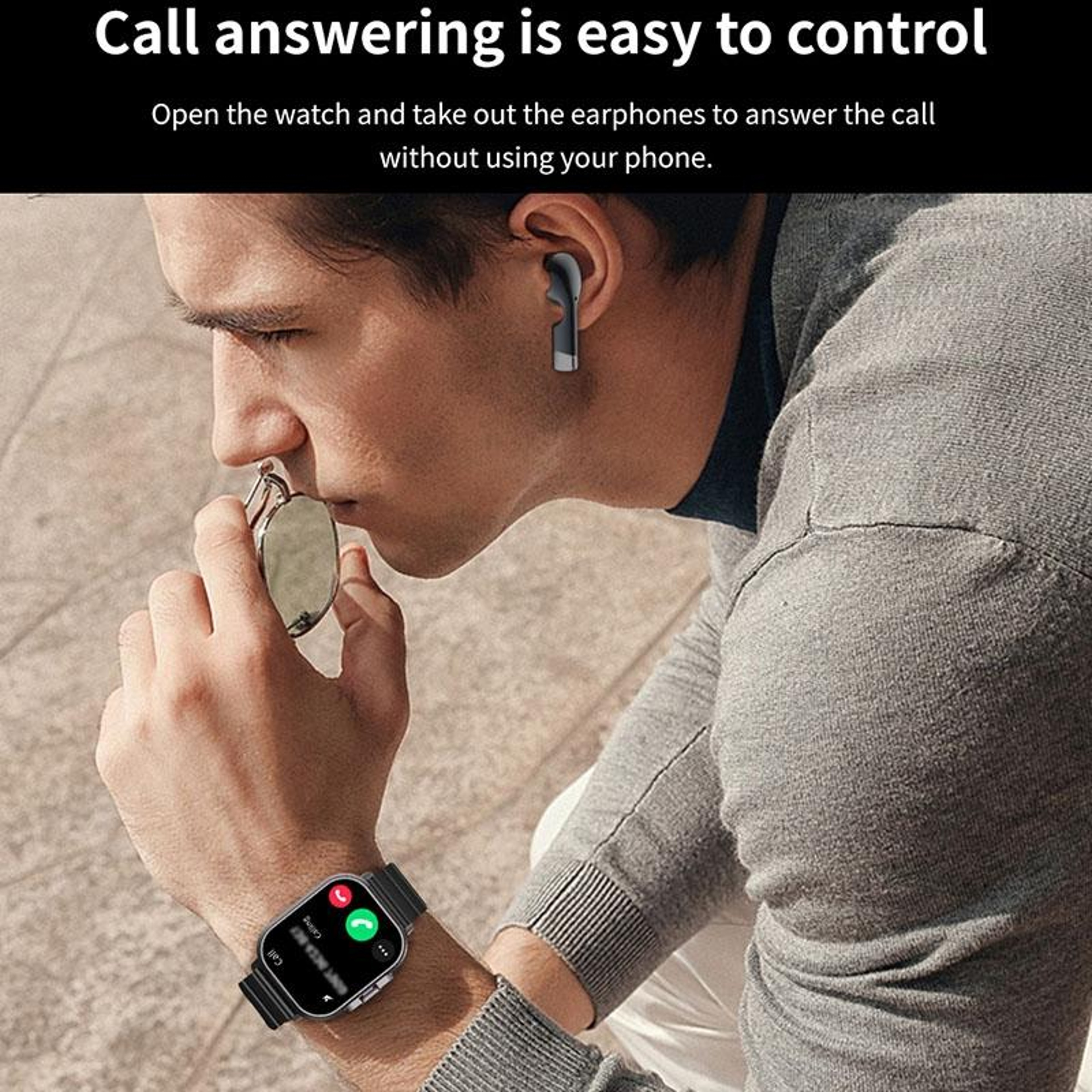 D8 Bluetooth Smart Watch with Earbuds NFC Health Monitoring Fitness Tracker Steel Band – view 11