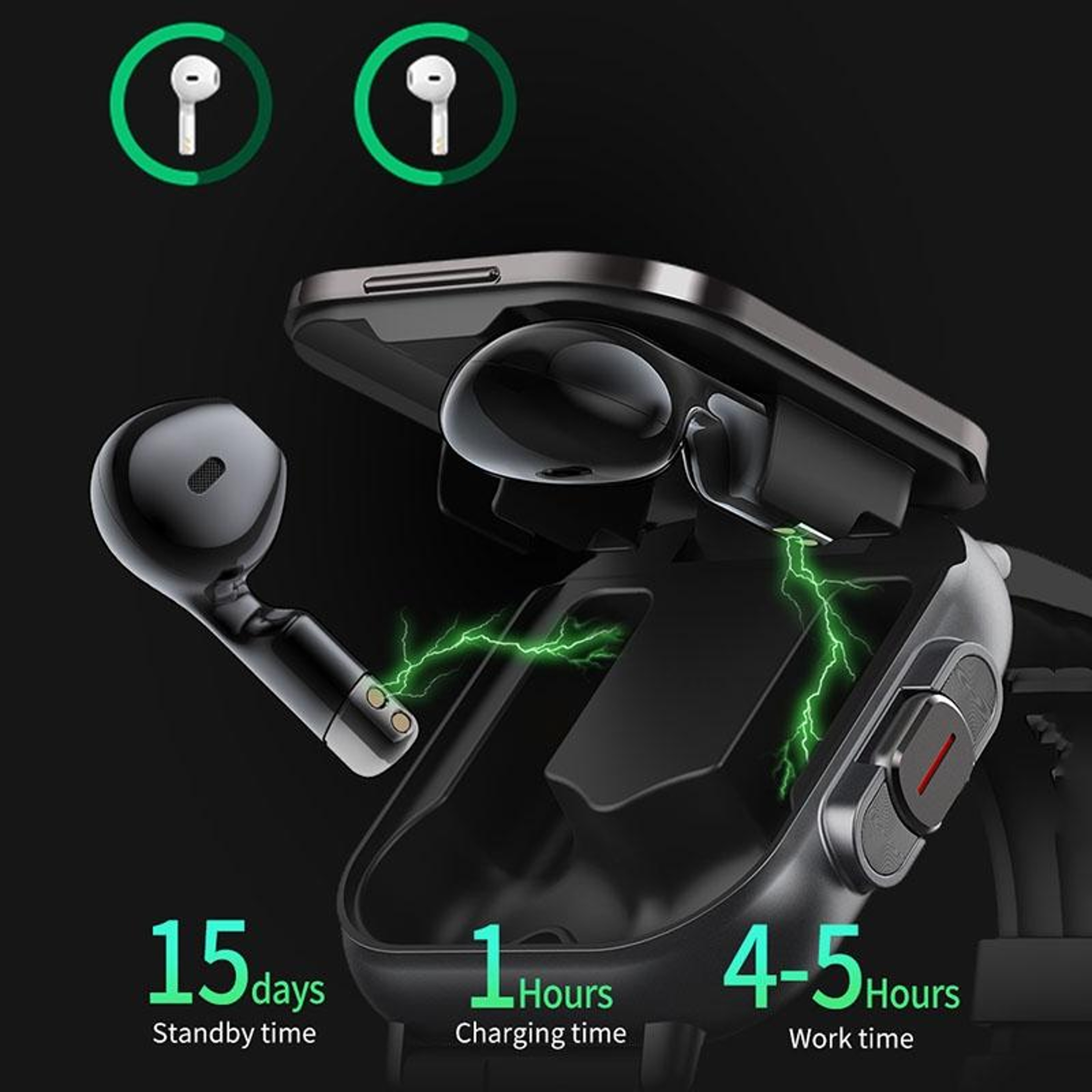 D8 Bluetooth Smart Watch with Earbuds NFC Health Monitoring Fitness Tracker Steel Band – view 6
