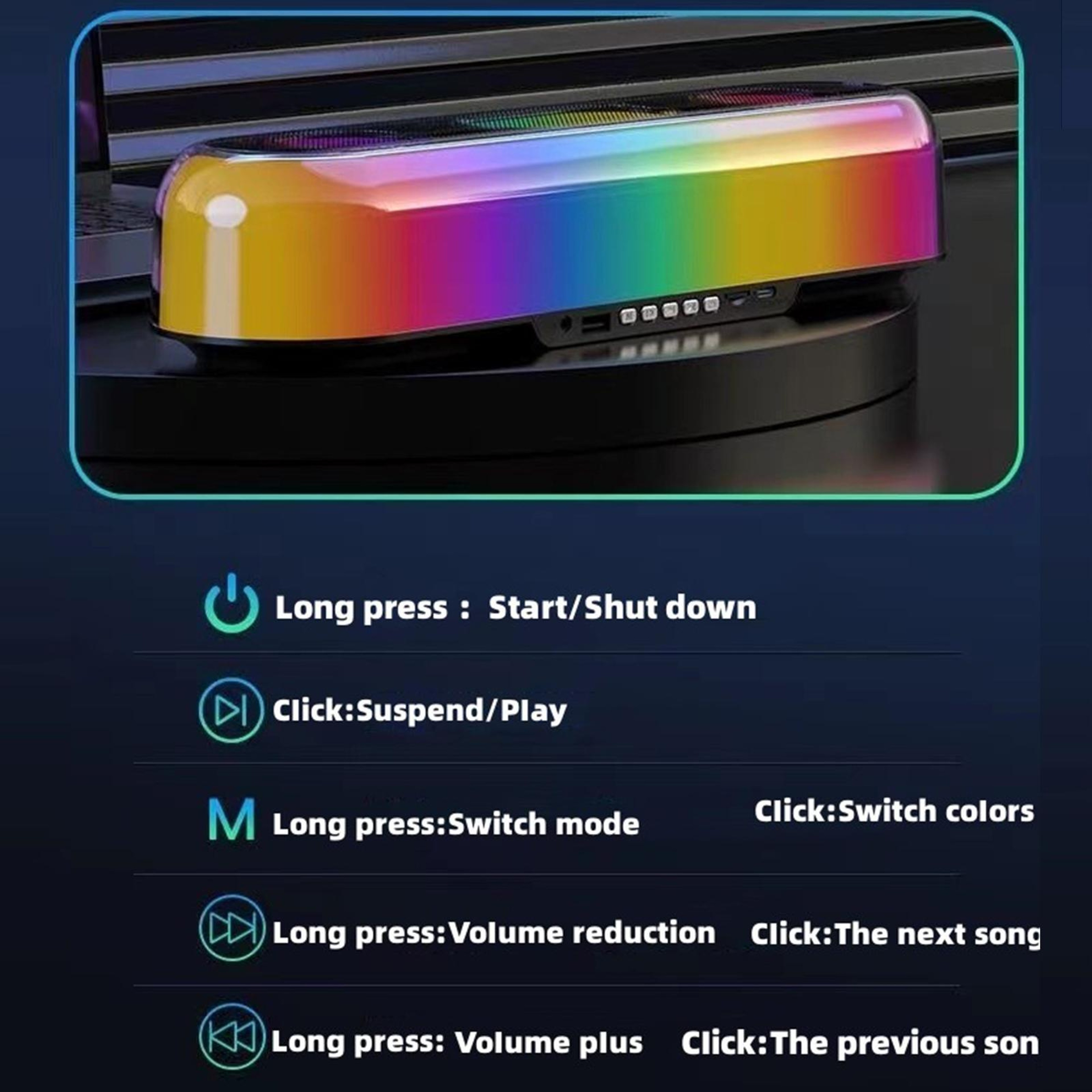 V10 Bluetooth Speaker Portable Wireless Speaker with 360 Stereo Sound LED Lights and TWS Pairing – view 7