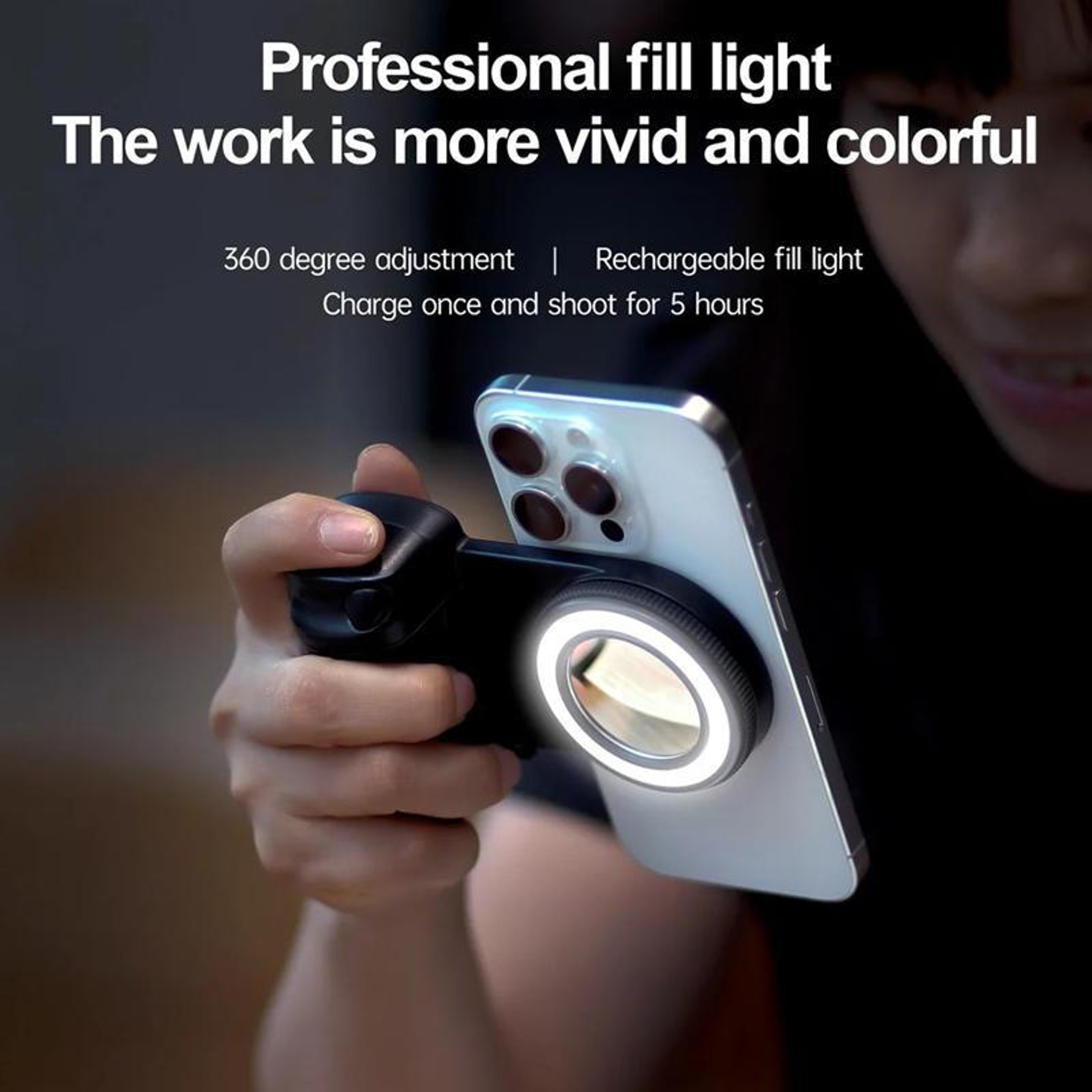 MagSafe Selfie Fill Light with Bluetooth Camera Remote Magnetic Phone Holder for Vlogging – view 4