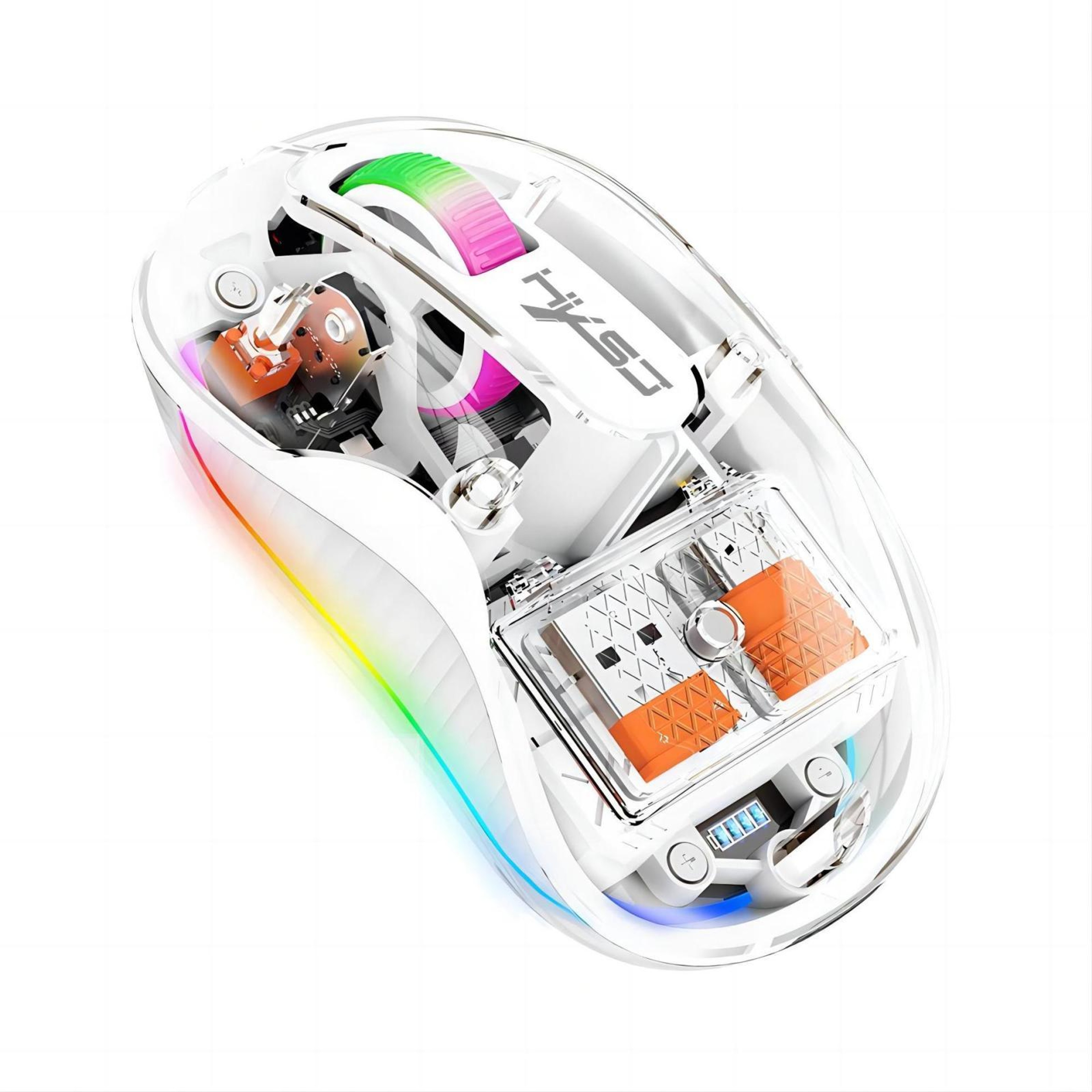 HXSJ M333 Transparent Wireless Mouse TriMode Bluetooth Mouse Rechargeable Silent Wireless Mouse 0