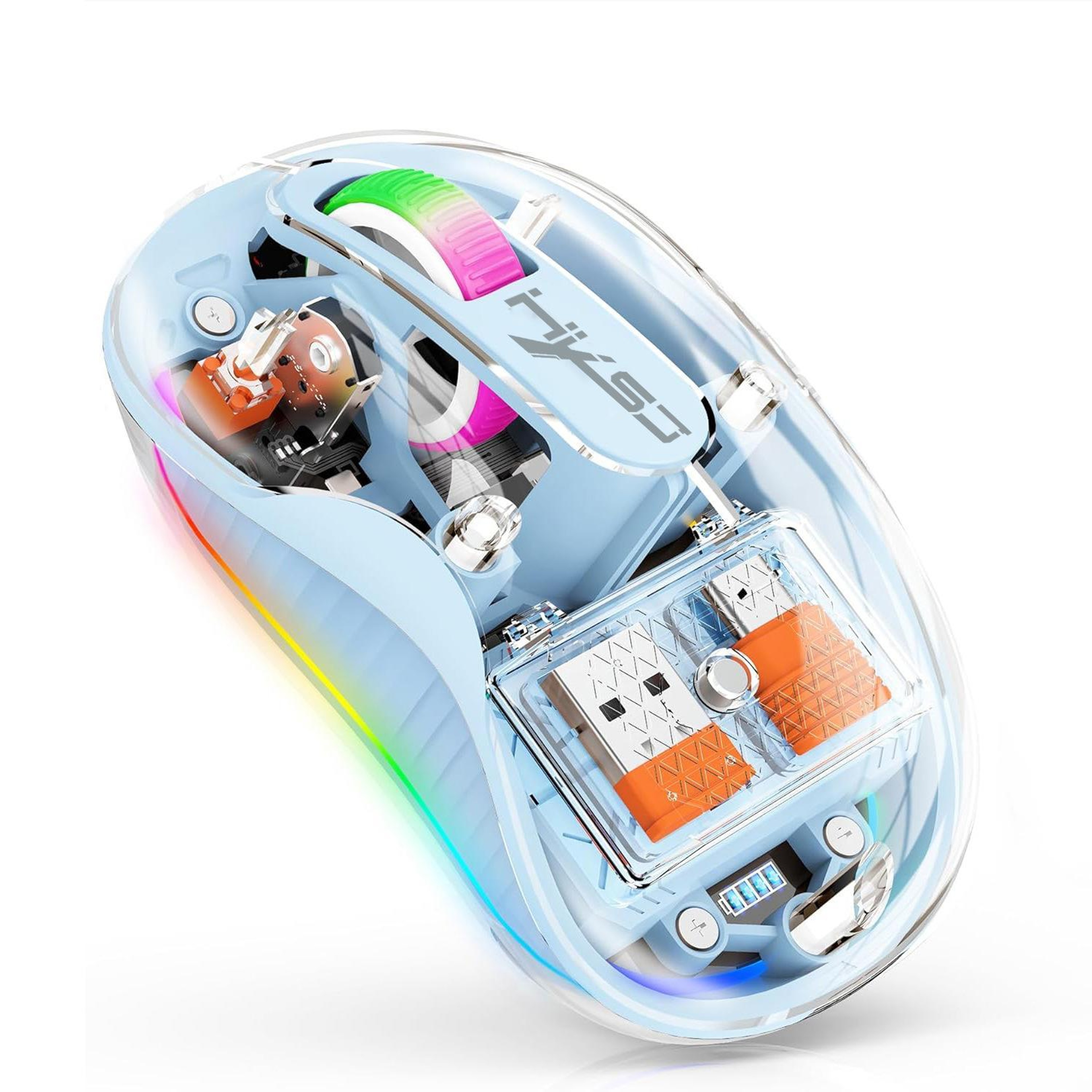 HXSJ M333 Transparent Wireless Mouse TriMode Bluetooth Mouse Rechargeable Silent Wireless Mouse 11