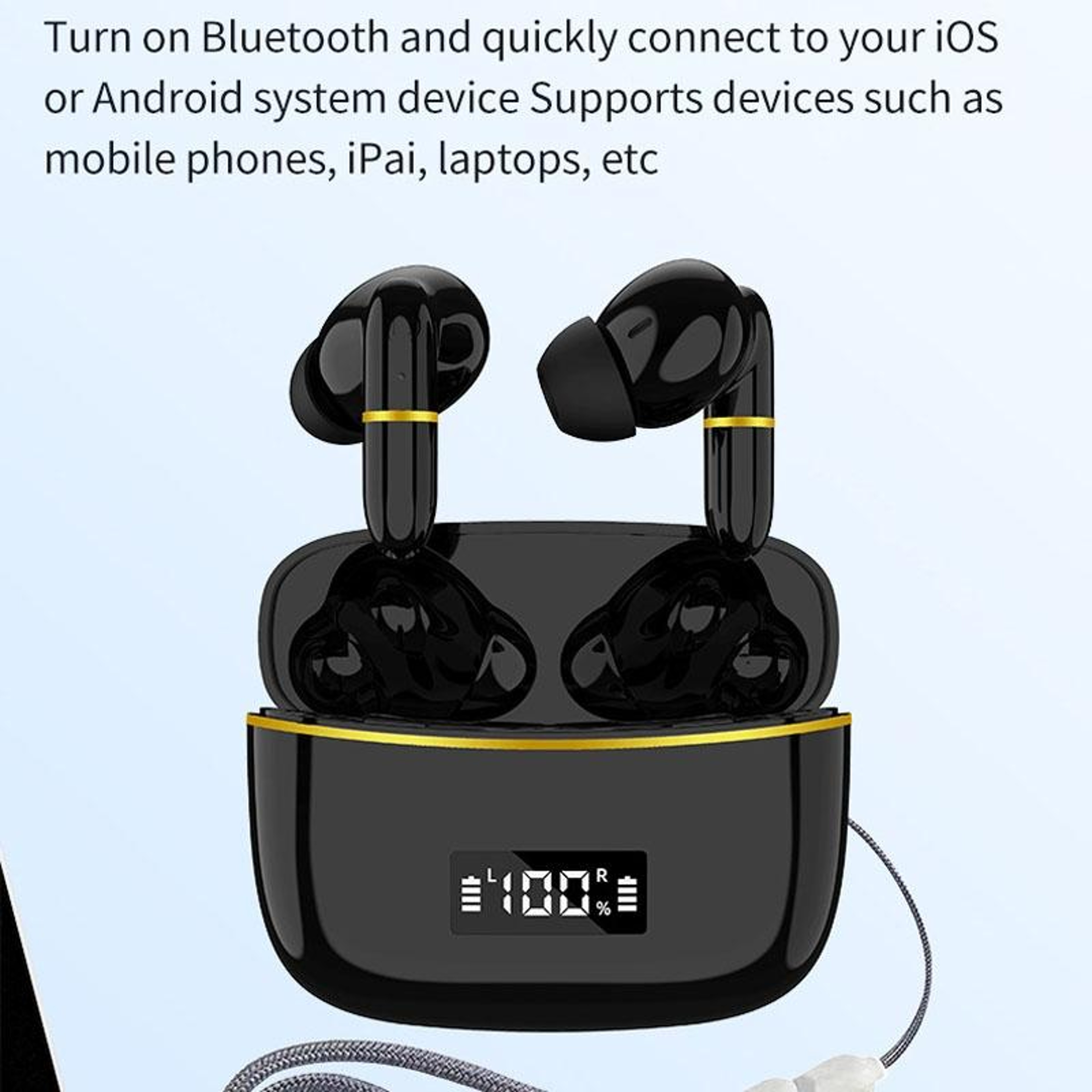 J2 Bluetooth Earbuds Wireless Charging In-Ear Headphones with Digital Display Charging Case – view 5