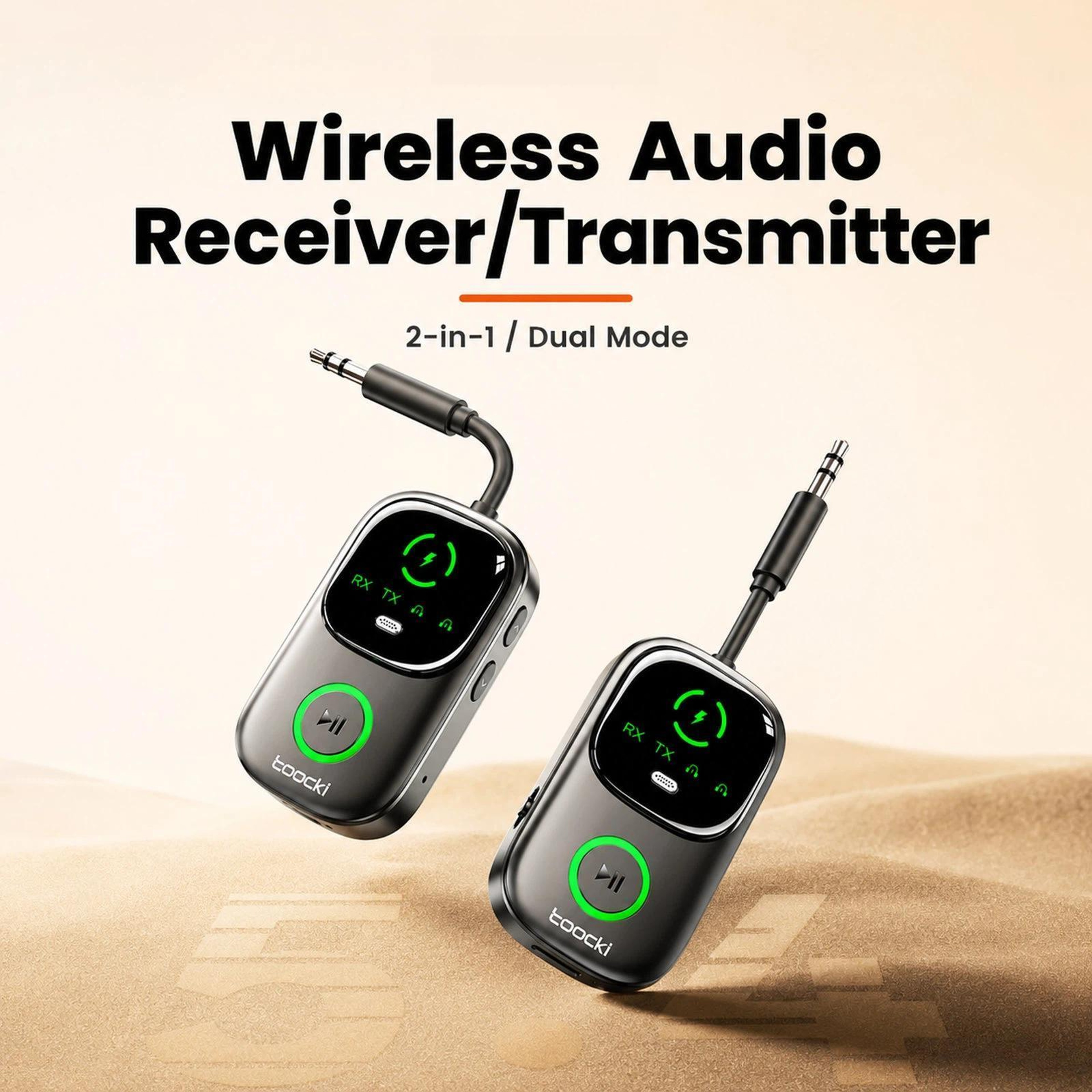 Toocki Bluetooth 5.4 Bluetooth Transmitter Receiver 2 in 1 Bluetooth AUX Adapter with Power Display – view 2
