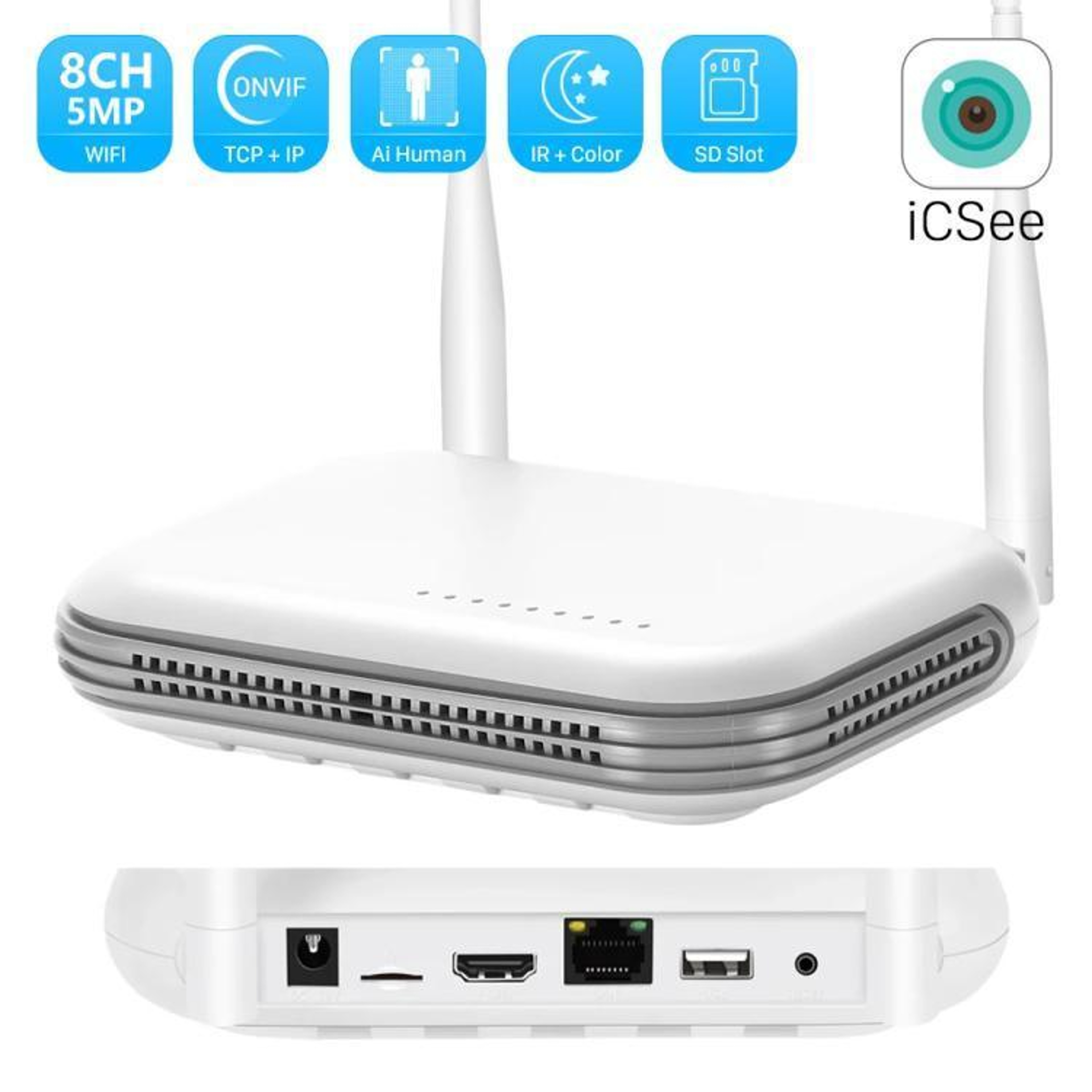 8 Channel Wireless NVR System 5MP WiFi Network Video Recorder With H265 And Dual Storage 1
