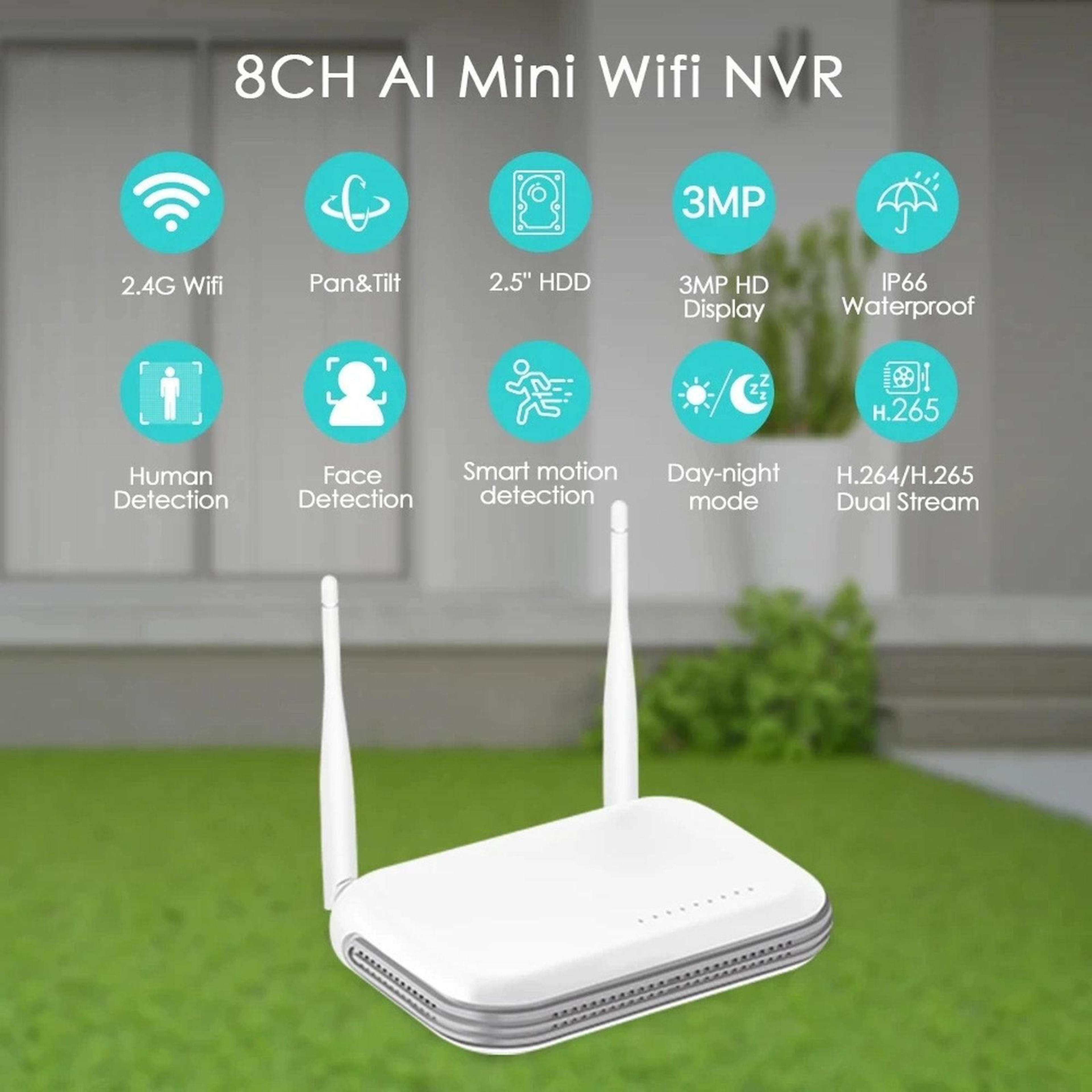 8 Channel Wireless NVR System 5MP WiFi Network Video Recorder With H265 And Dual Storage 5