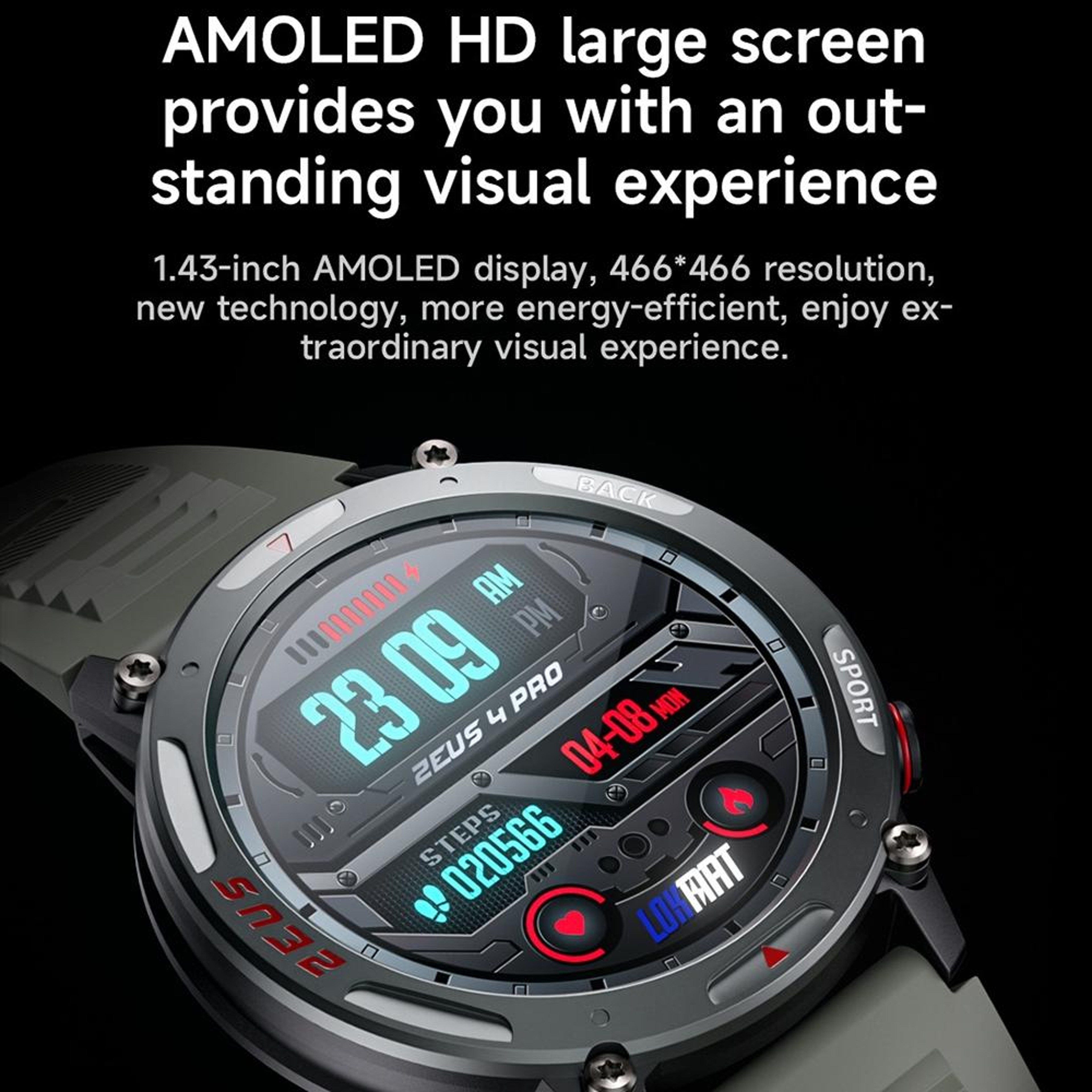 LOKMAT ZEUS4 PRO Bluetooth Calling Smartwatch with AMOLED Smart Watch Health Fitness Tracker – view 10