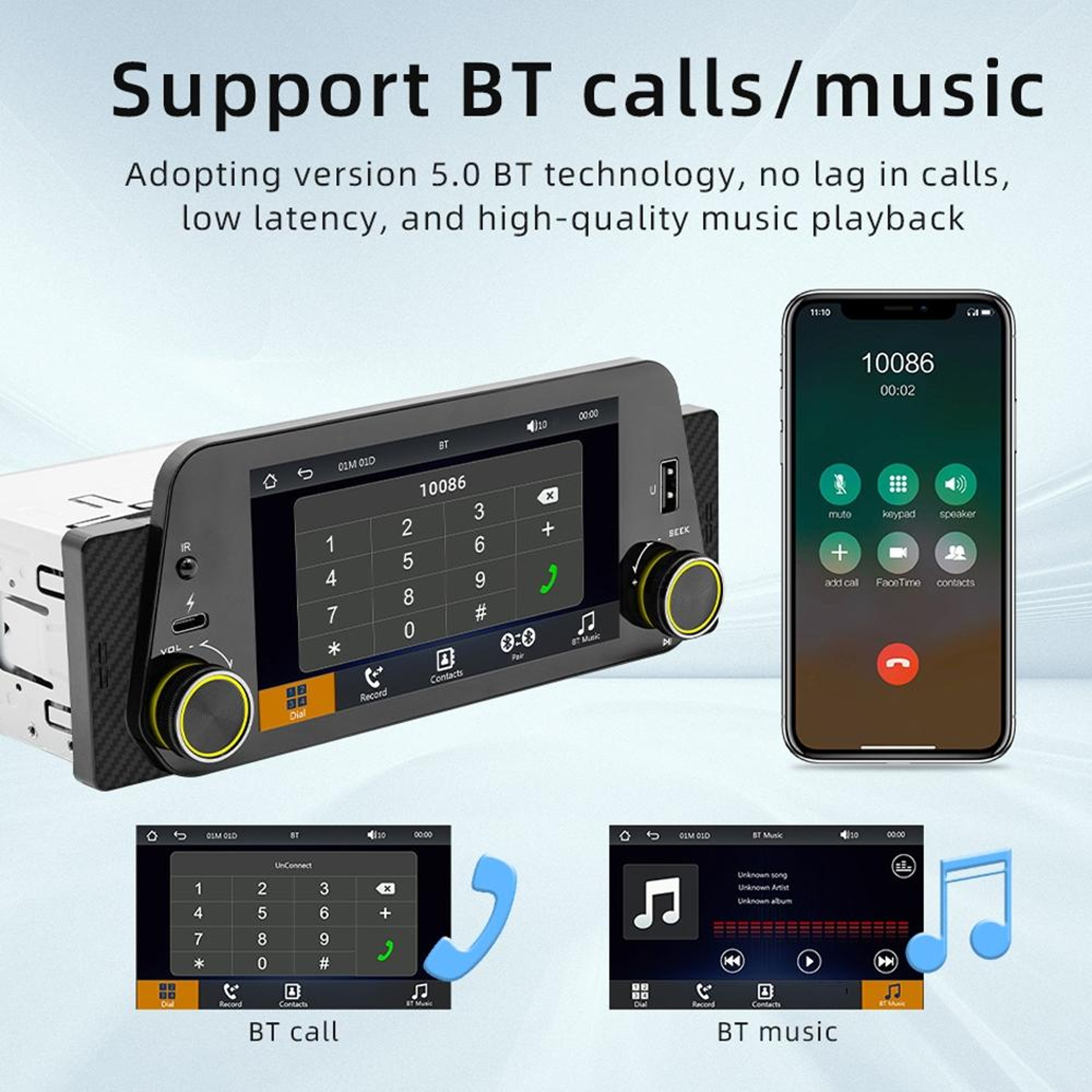 5 Inch Bluetooth Car Stereo Wireless MP5 Player Touchscreen Hands Free Car Radio 12