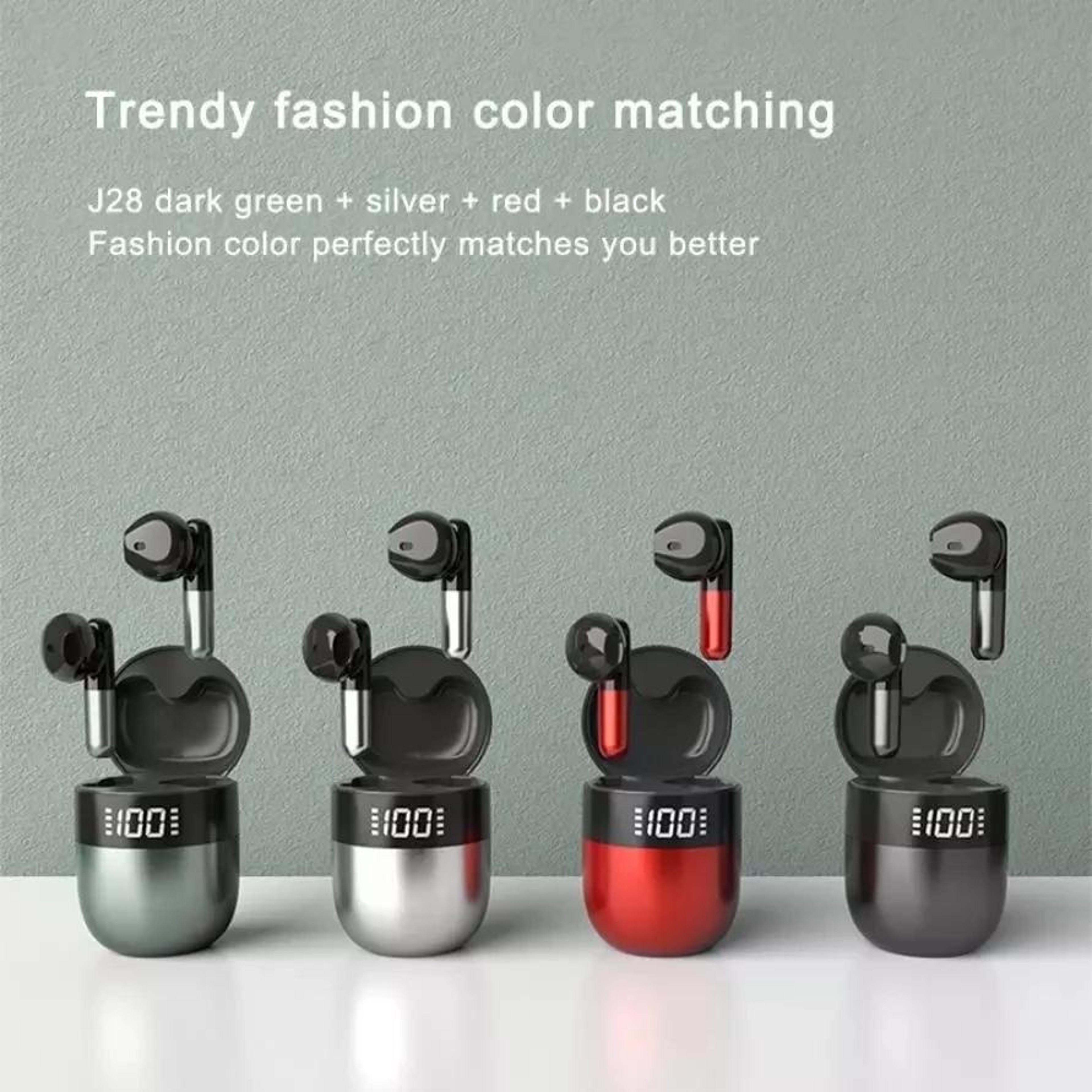 J28 Bluetooth Earbuds TWS Wireless Earbuds With LED Display HiFi Stereo Sports Earphones 2
