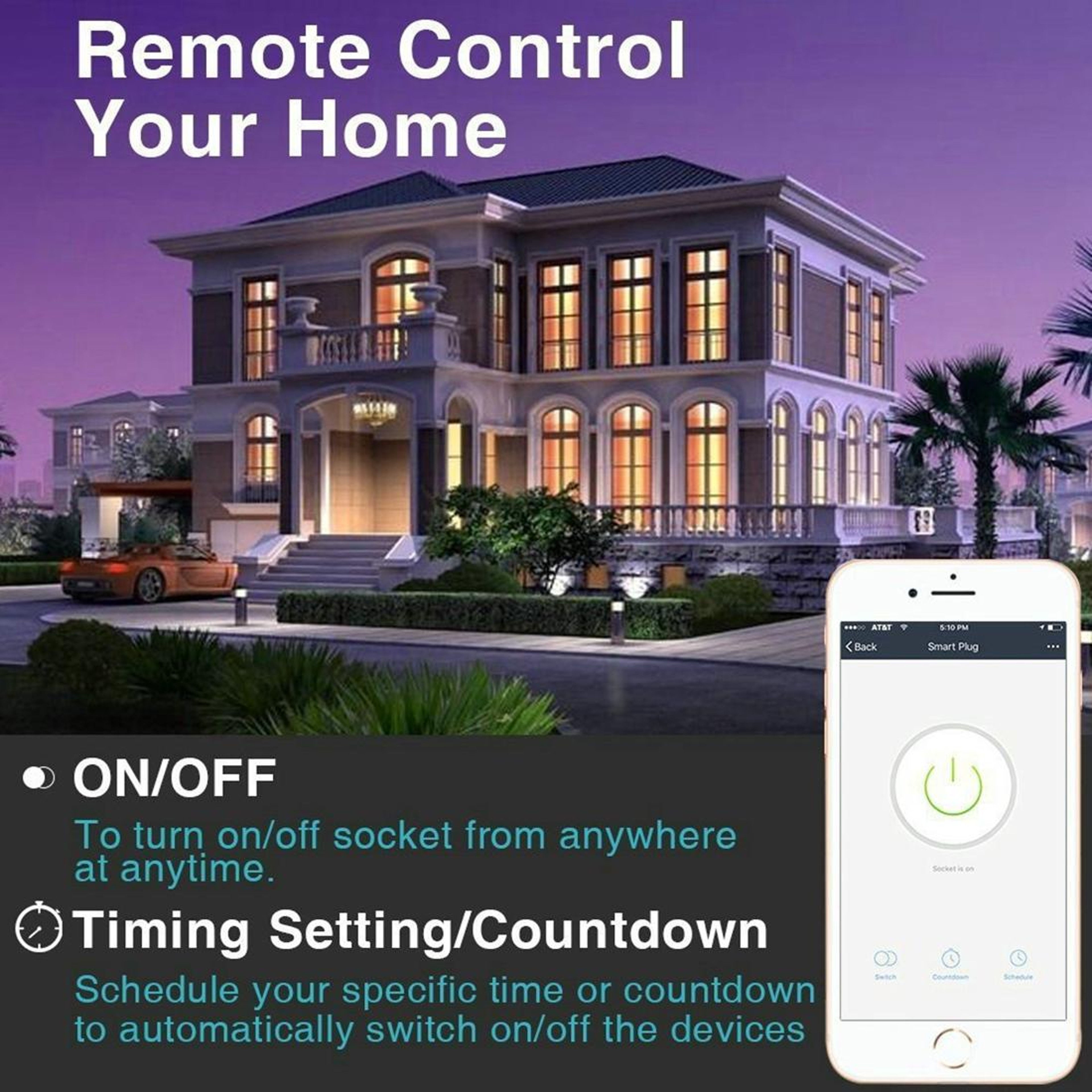 JH G09U Smart WiFi Plug Smart Home Power Socket for Alexa Google Home 15A US Plug – view 3