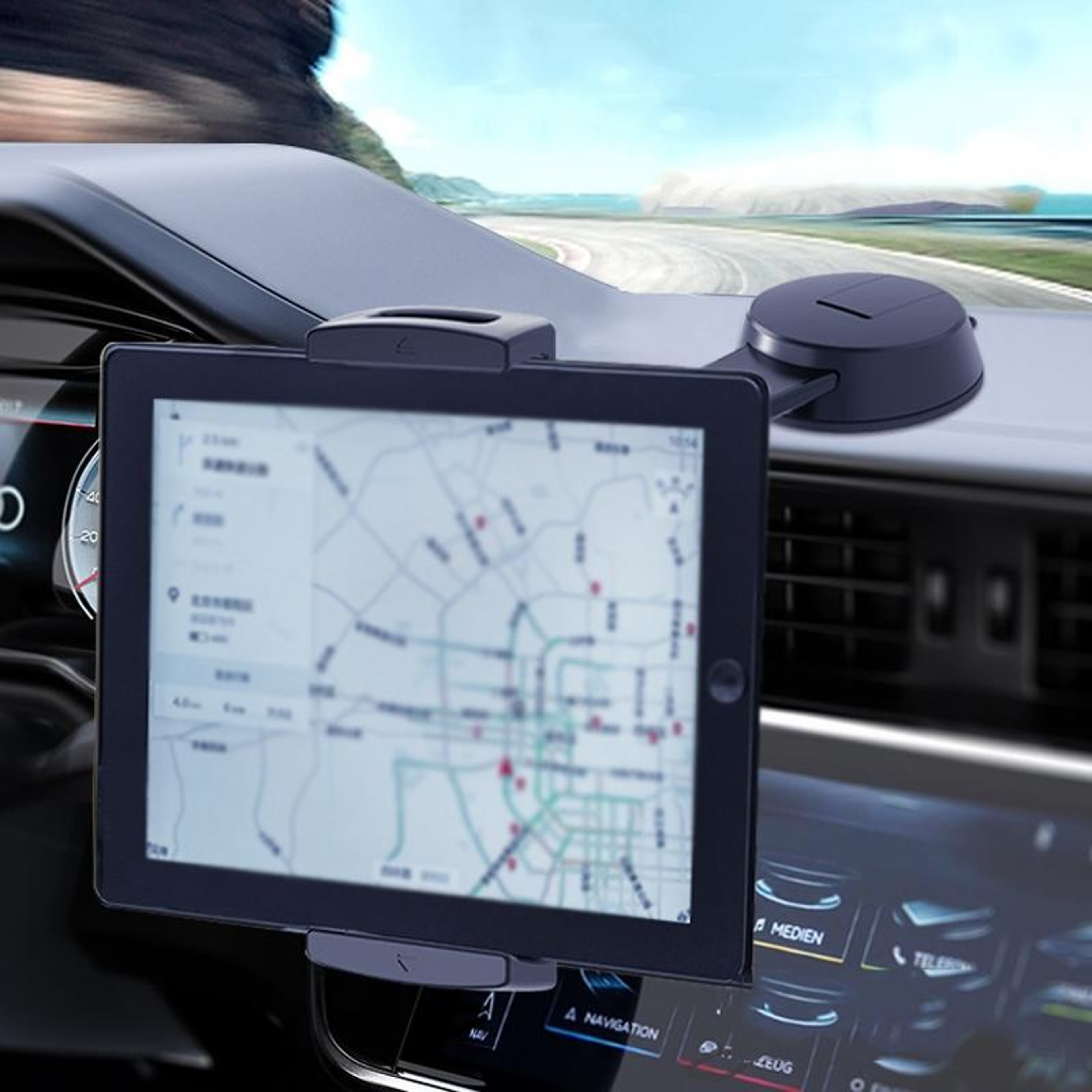 Universal Car Tablet Holder Dashboard Tablet Mount with Strong Suction Cup for iPad Phones and Tablets – view 2