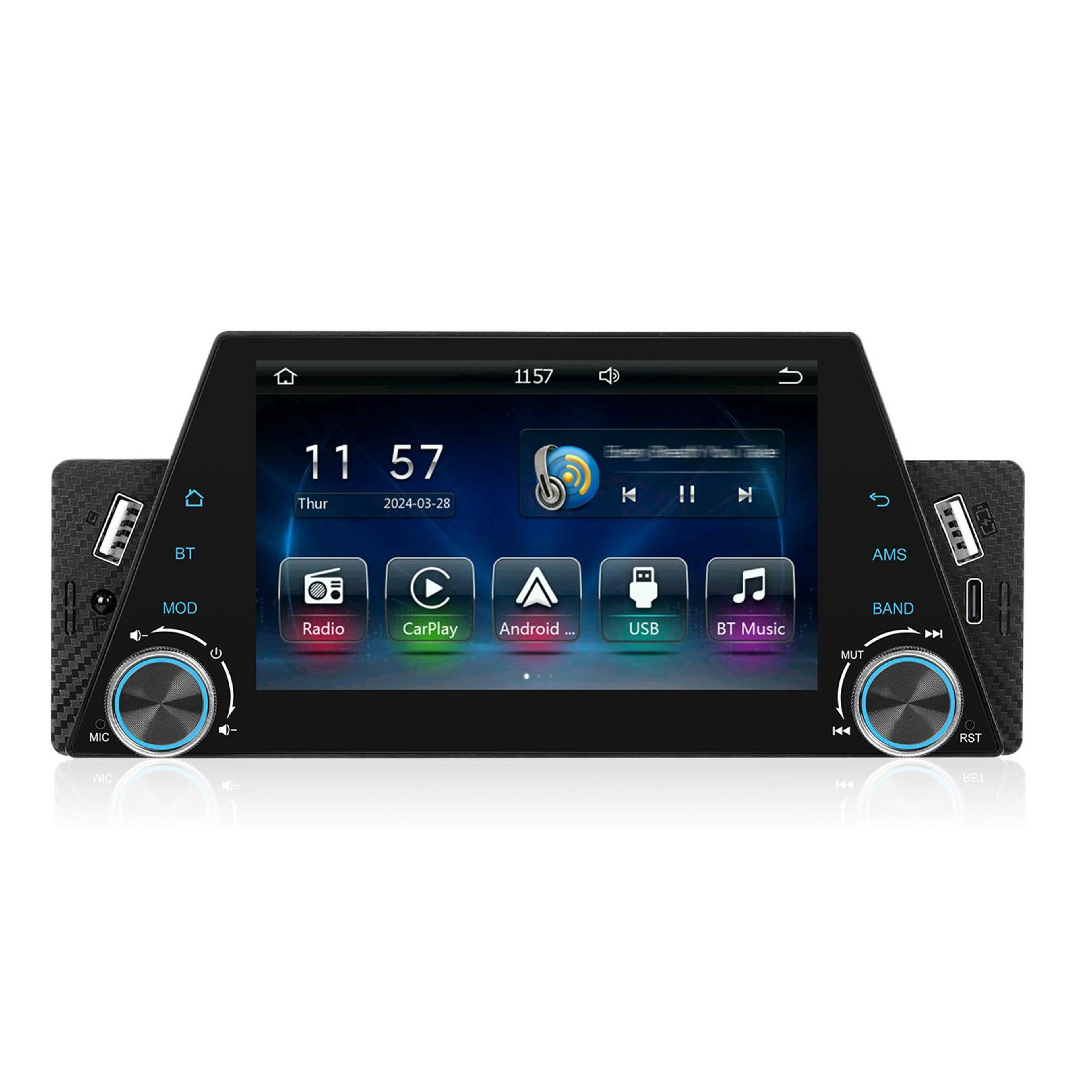 5 Inch Single DIN Car Stereo with Apple CarPlay Android Auto Bluetooth Car Multimedia Player – view 1