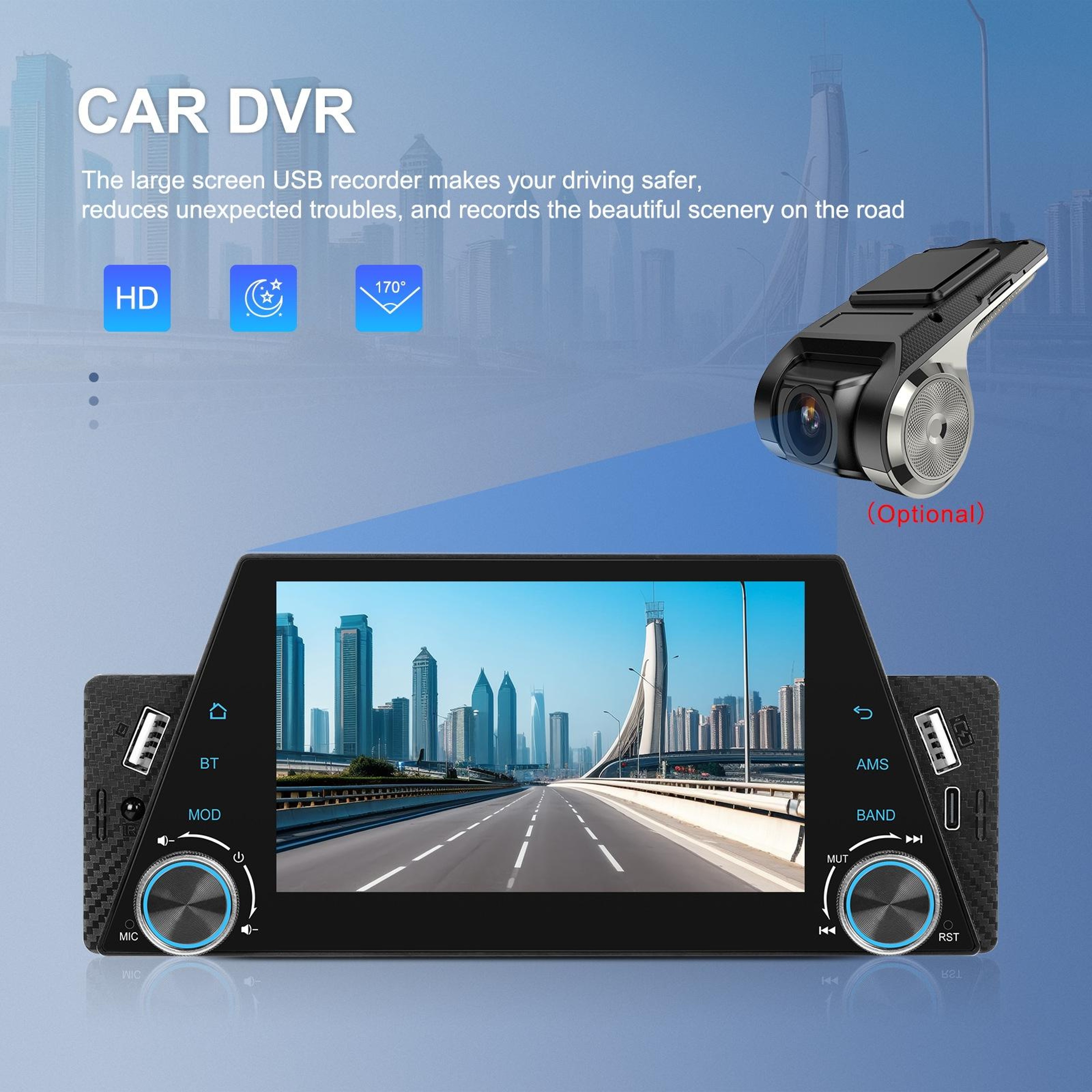 5 Inch Single DIN Car Stereo with Apple CarPlay Android Auto Bluetooth Car Multimedia Player – view 6
