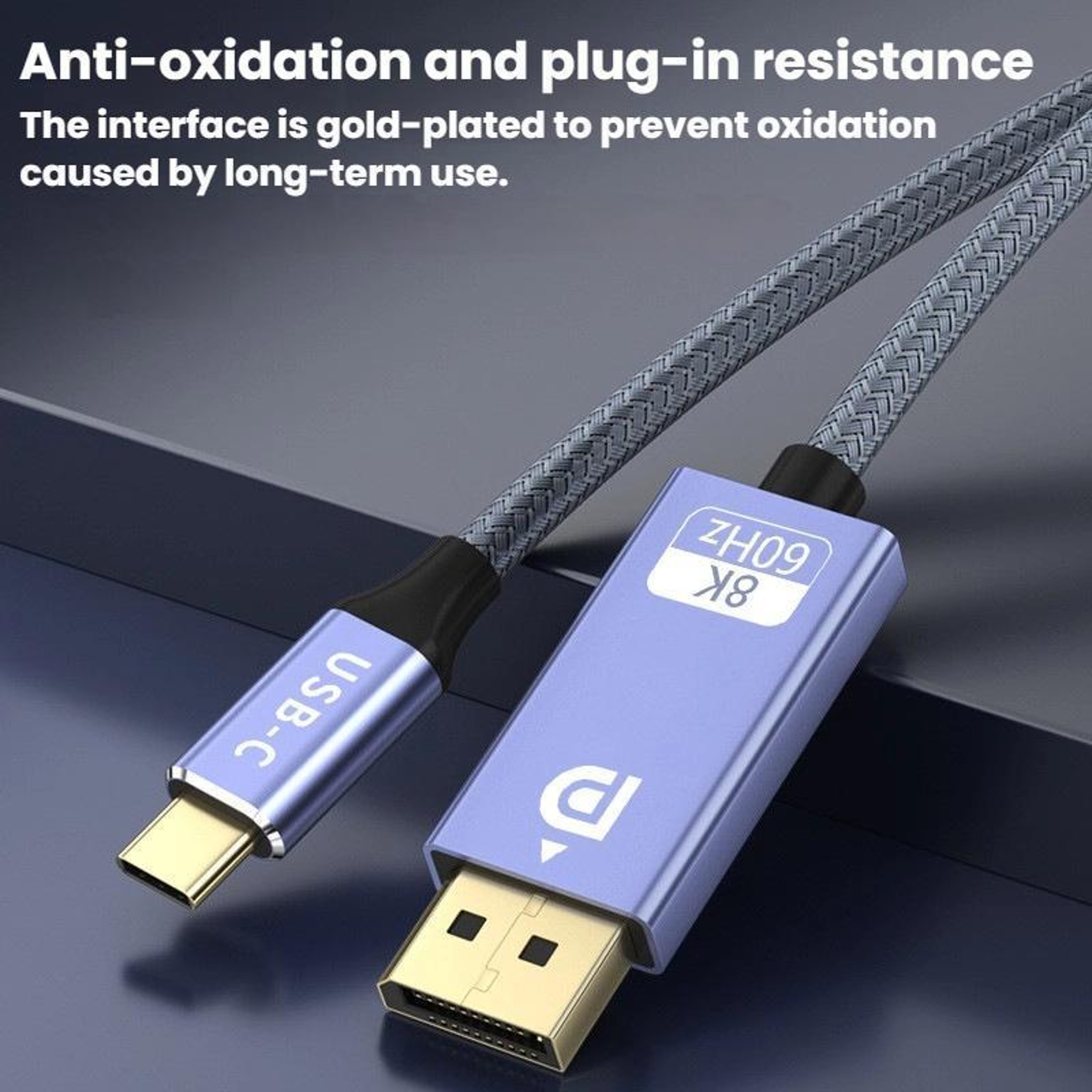 USB C to DisplayPort Cable 8K DP 1.4 Adapter for Gaming Monitor Laptop and Mobile Devices – view 3
