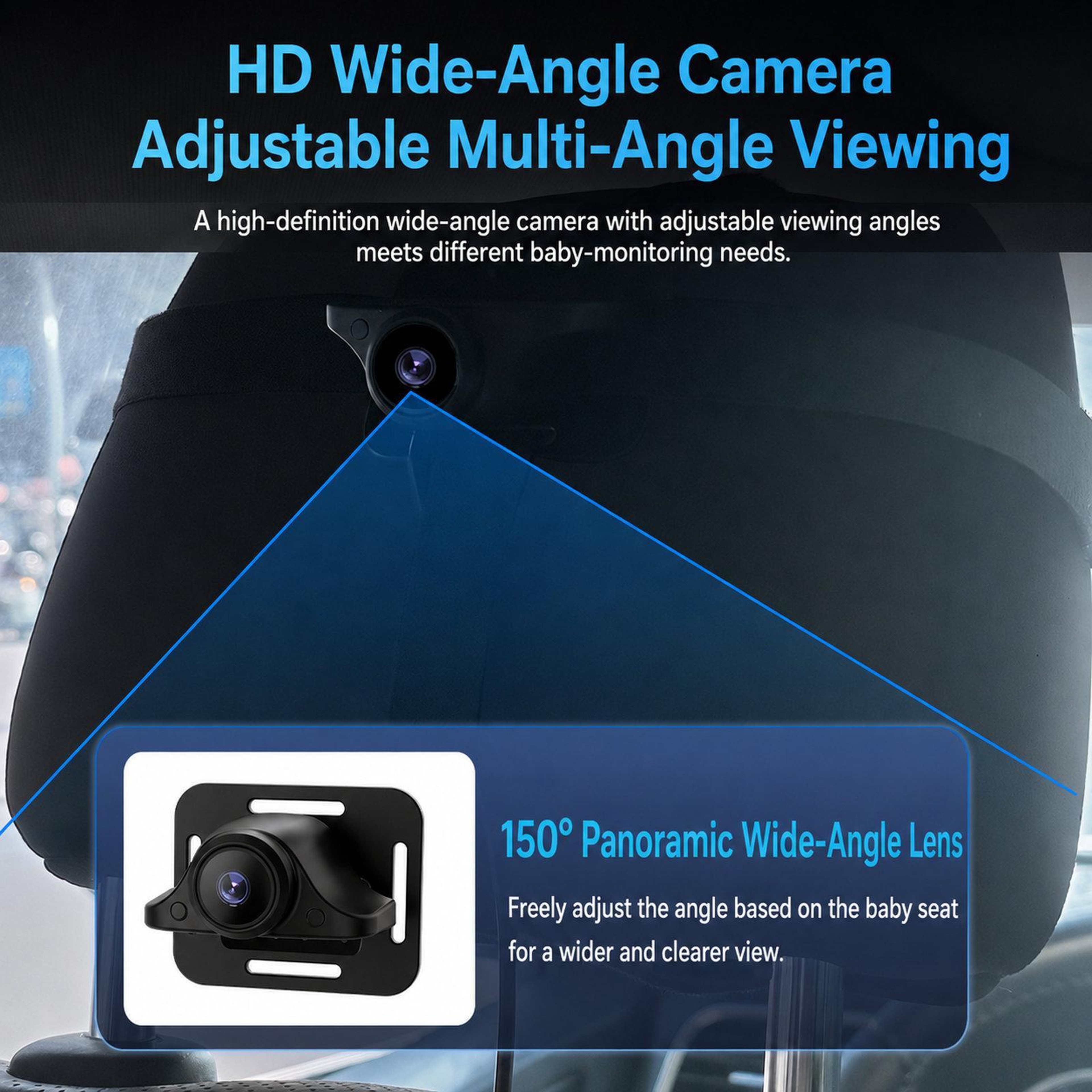 LC969D Car Baby Monitor With Wireless CarPlay Adapter HD Night Vision Camera 1