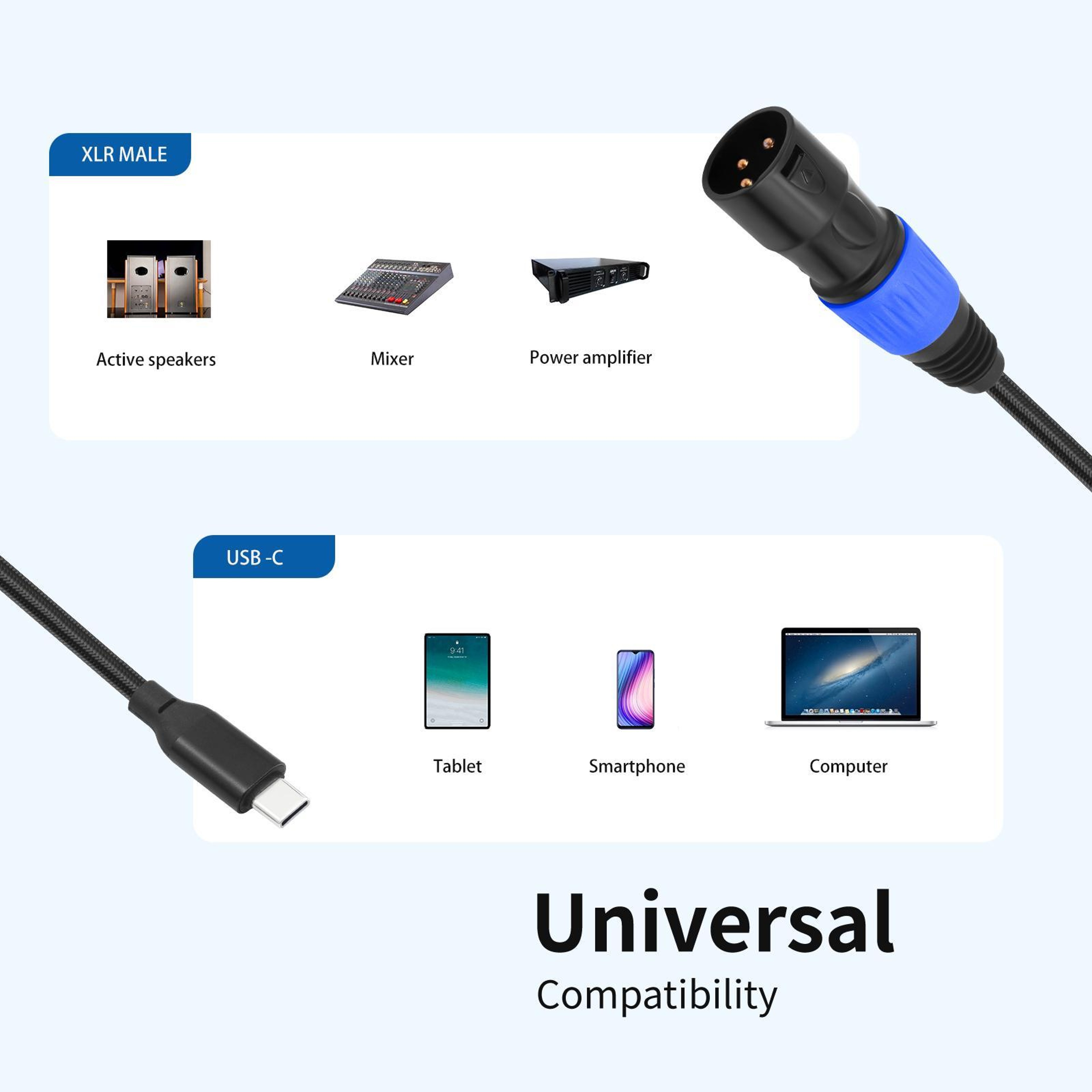 TY015 USB C To XLR Audio Cable 3M HiFi DAC Audio Adapter For Speakers Amplifiers And Sound Systems 6