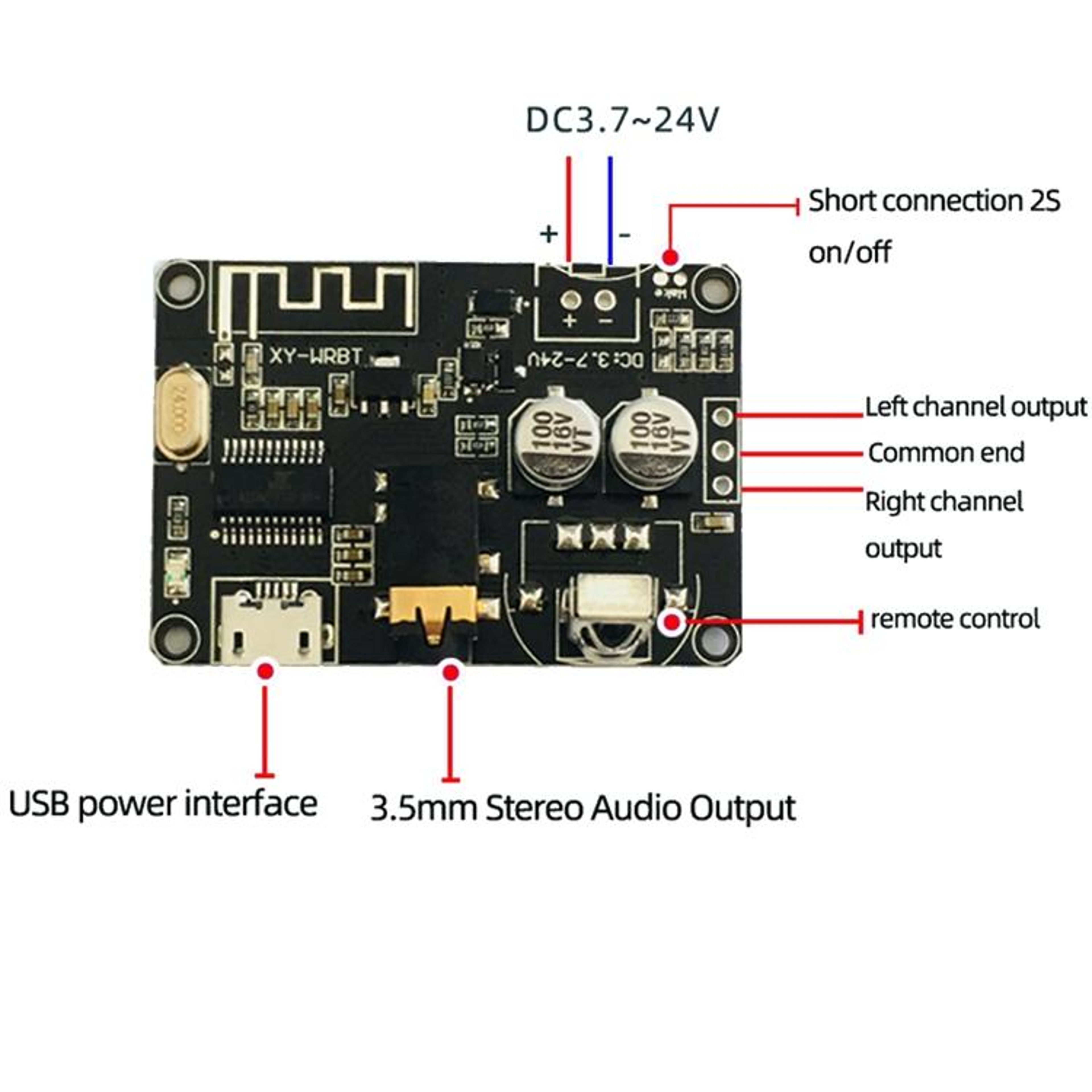 XY-WRBT Bluetooth 5.0 Receiver Board Stereo Speaker Amplifier Module Audio Decoder – view 4