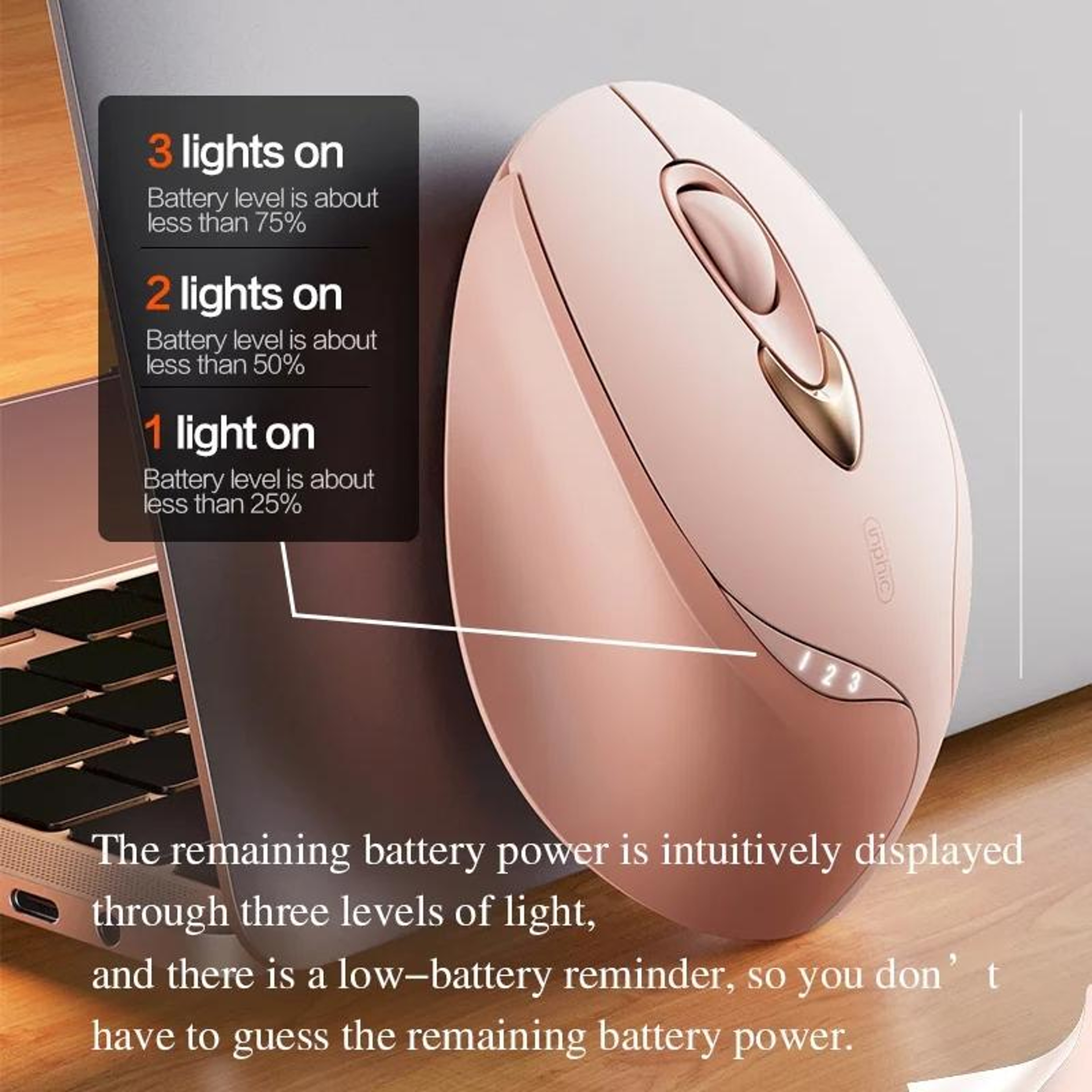 Inphic M8P Wireless Mouse Rechargeable Silent Ergonomic Mouse with Power Display – view 8