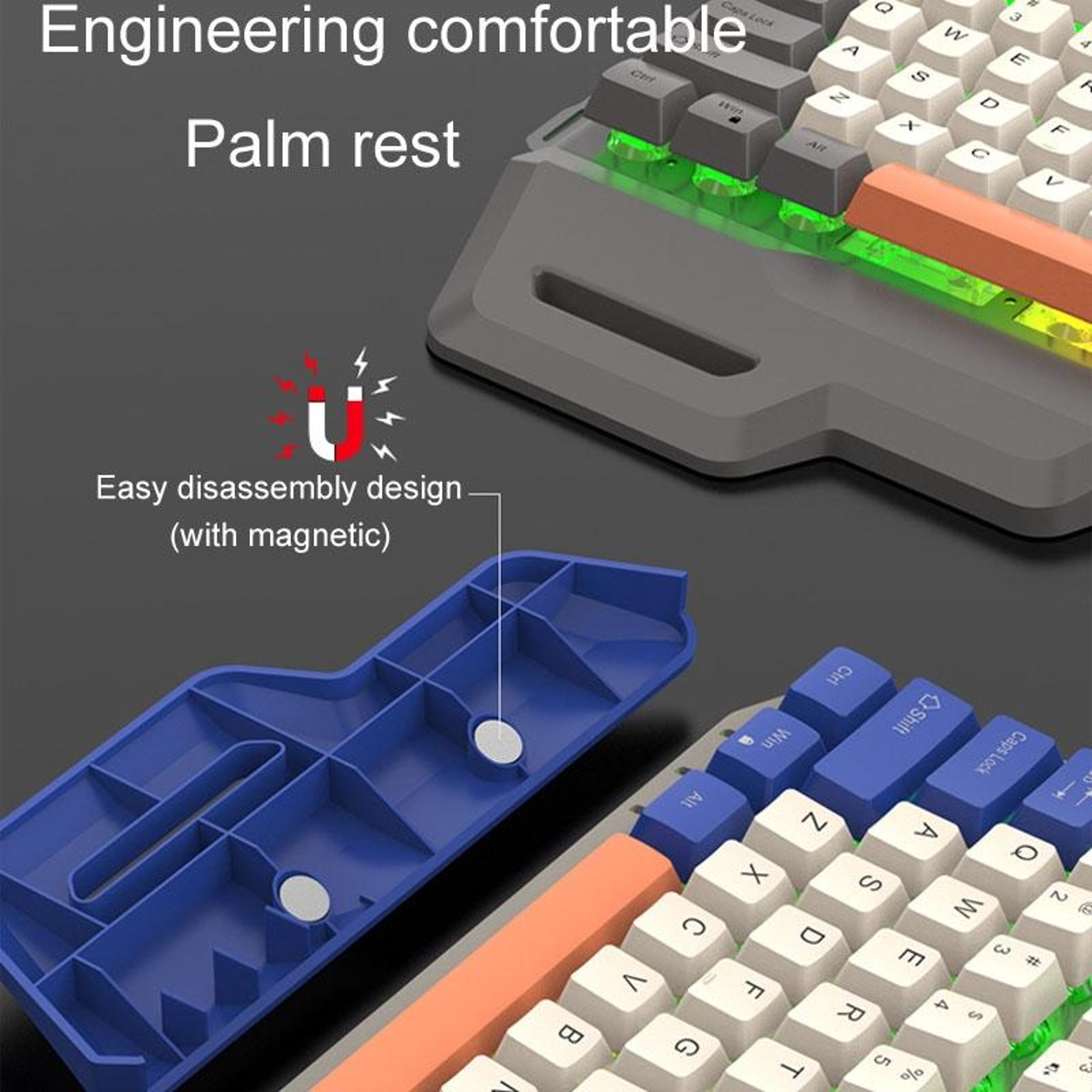 XUNSVFOX K90 Mechanical Feeling Keyboard RGB Gaming Keyboard with Metal Panel and Wrist Rest – view 8