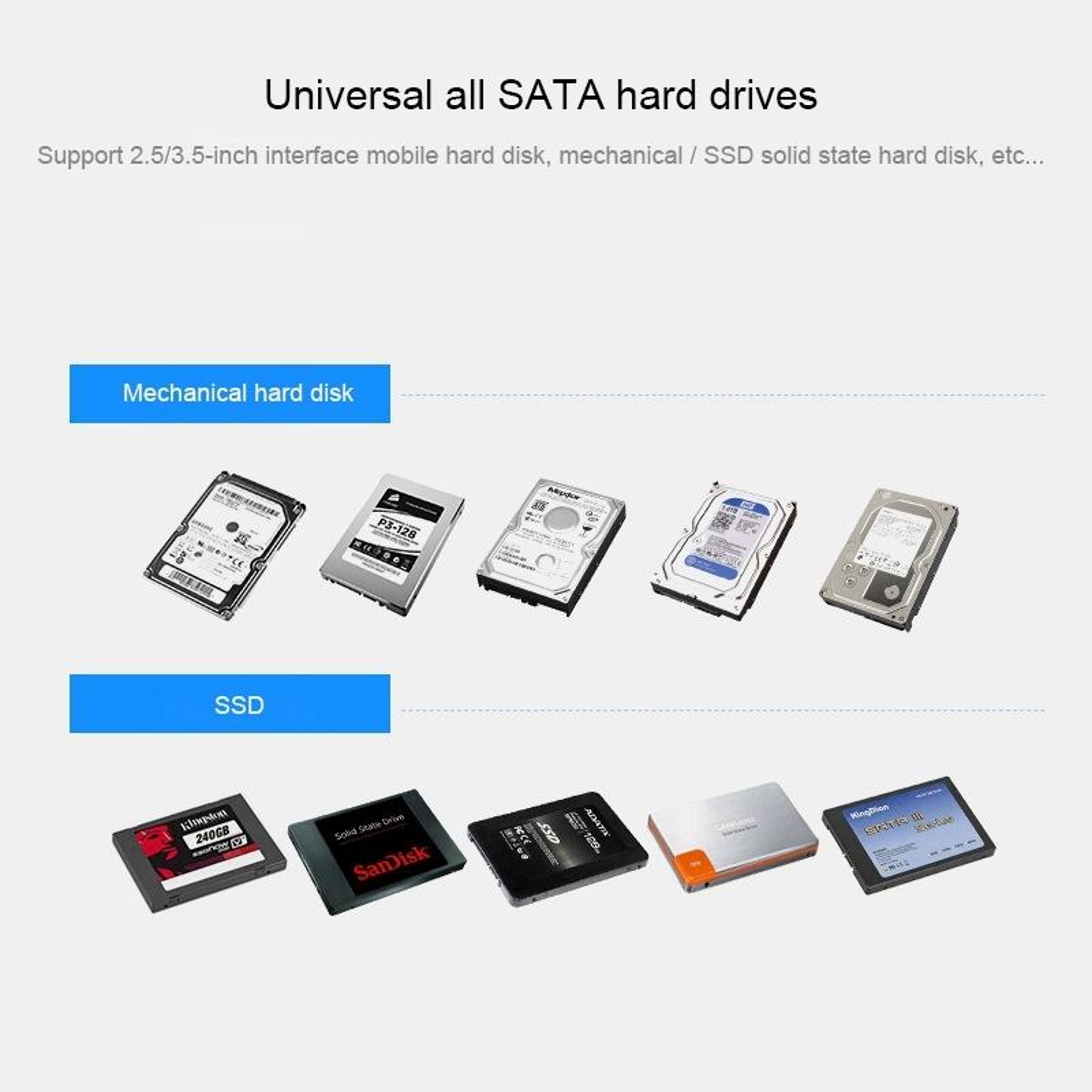 USB 3.0 HDD Enclosure Dual SATA HDD Dock with Offline Clone 16TB External Hard Drive Enclosure – view 6