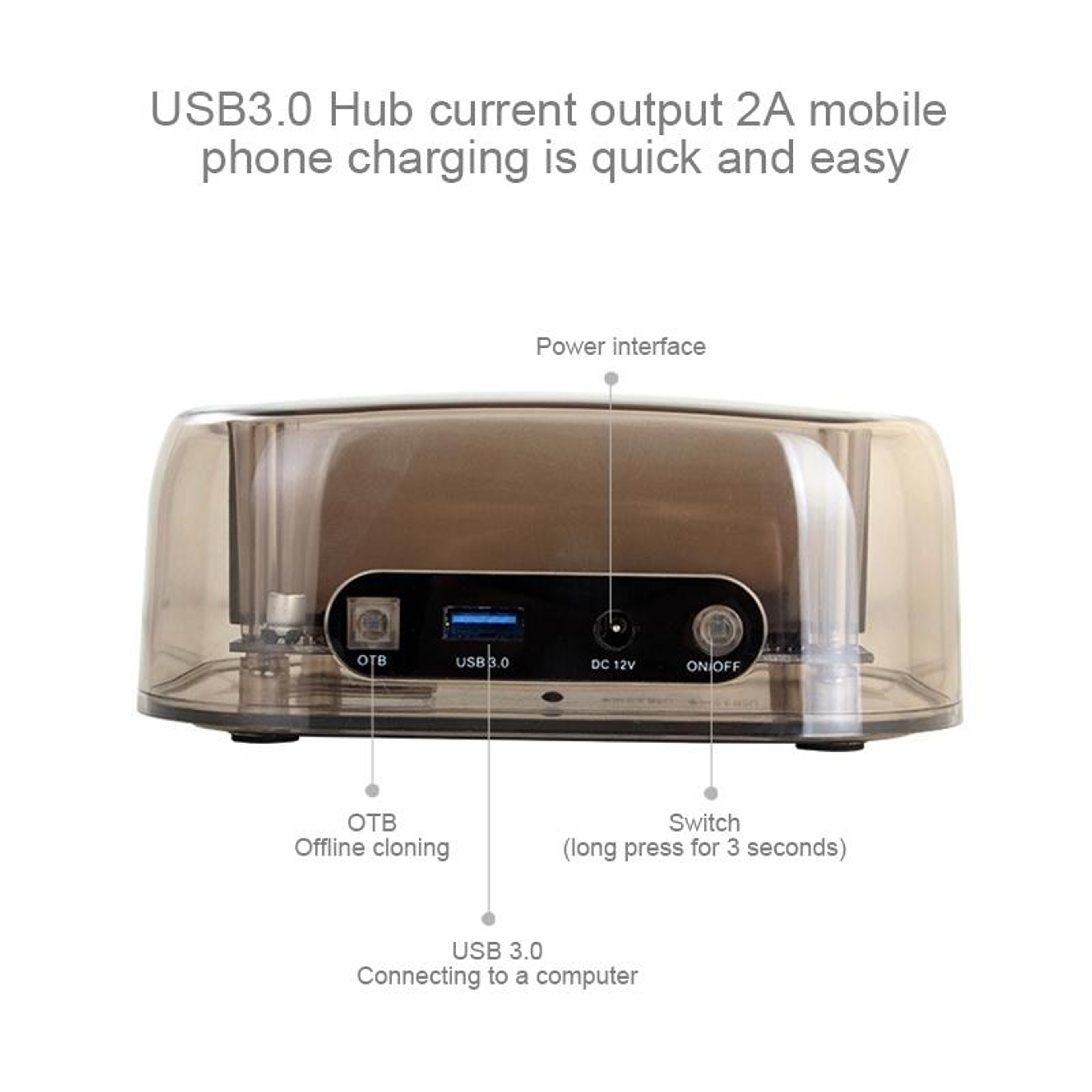 USB 3.0 HDD Enclosure Dual SATA HDD Dock with Offline Clone 16TB External Hard Drive Enclosure – view 9
