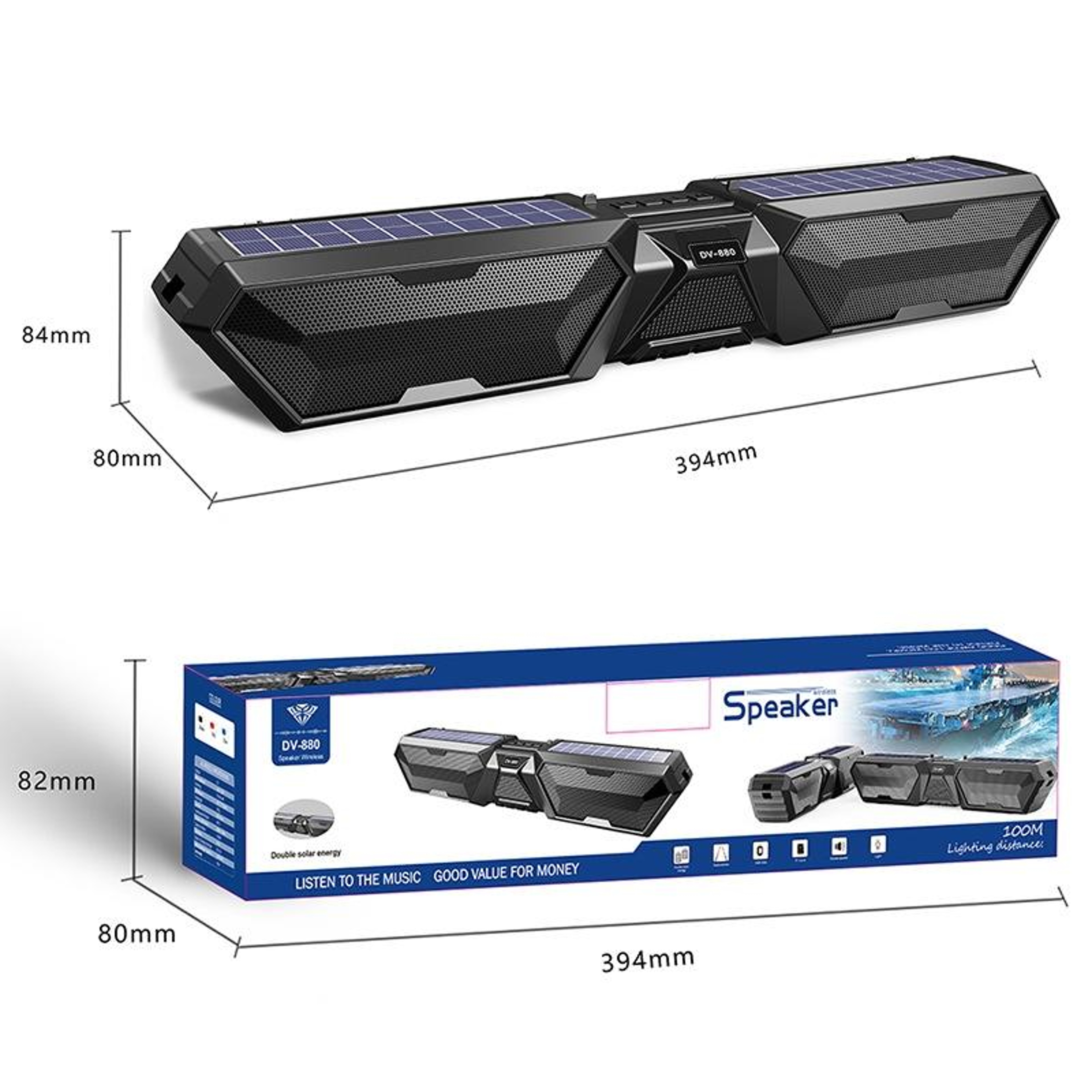 DV880 Solar Bluetooth Speaker Portable FM Radio Bluetooth 53 Outdoor Wireless Speaker 2