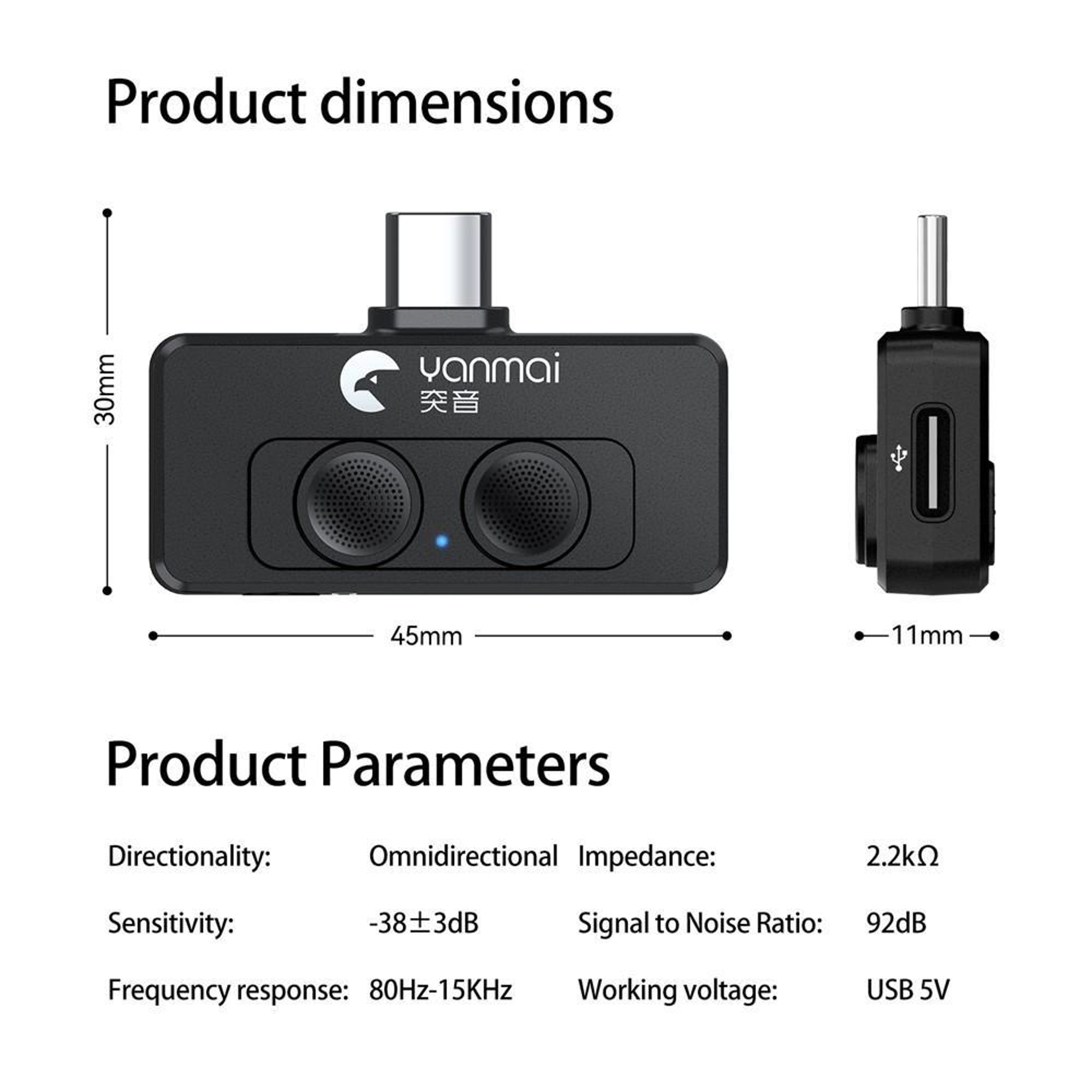 YANMAI R6 USB-C Microphone AI Noise Cancelling Mini Microphone for Vlogging Recording and Streaming – view 8