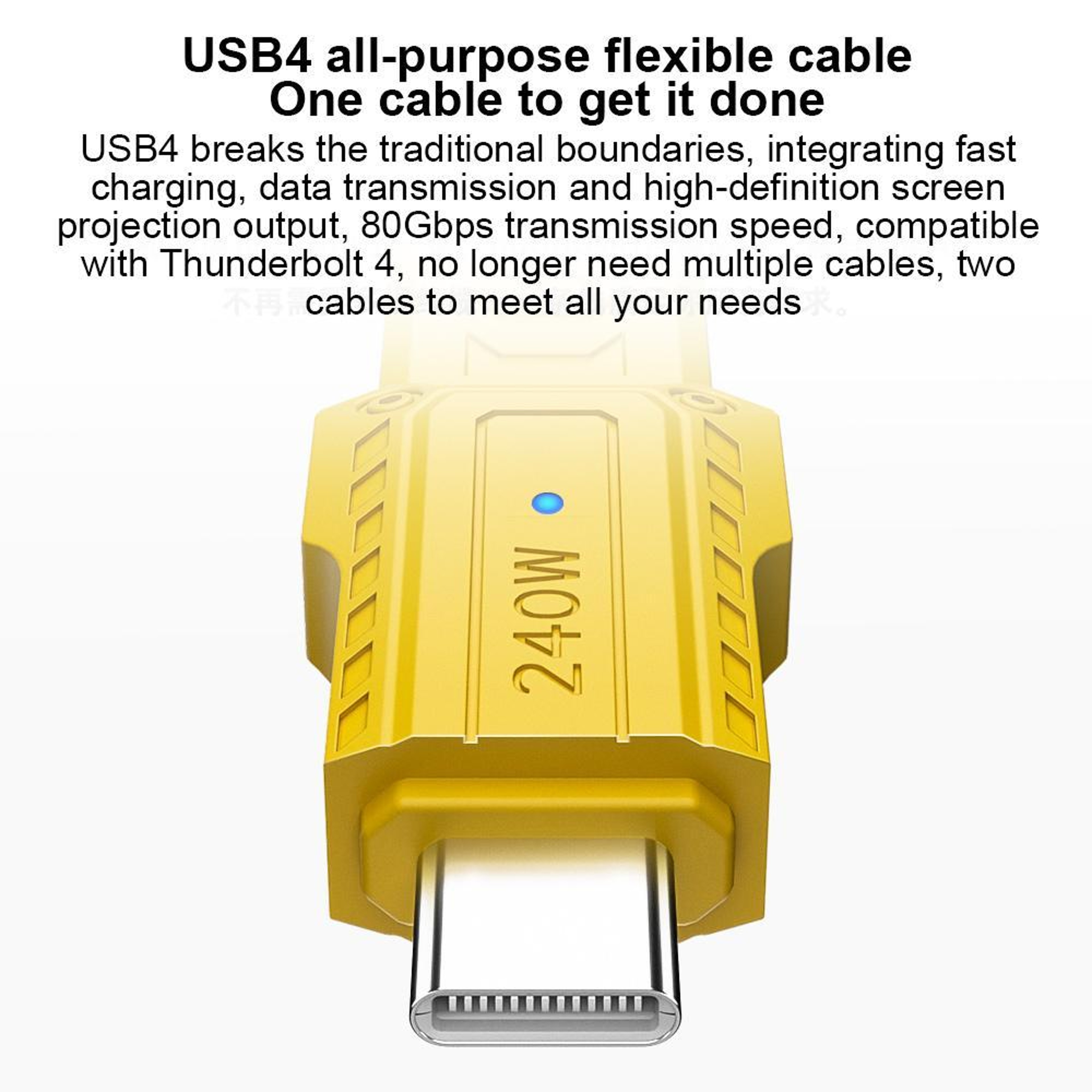 Portable USB4 Type-C Cable 80Gbps 240W Fast Charging USB-C Keychain Cable with 8K Display Support – view 5